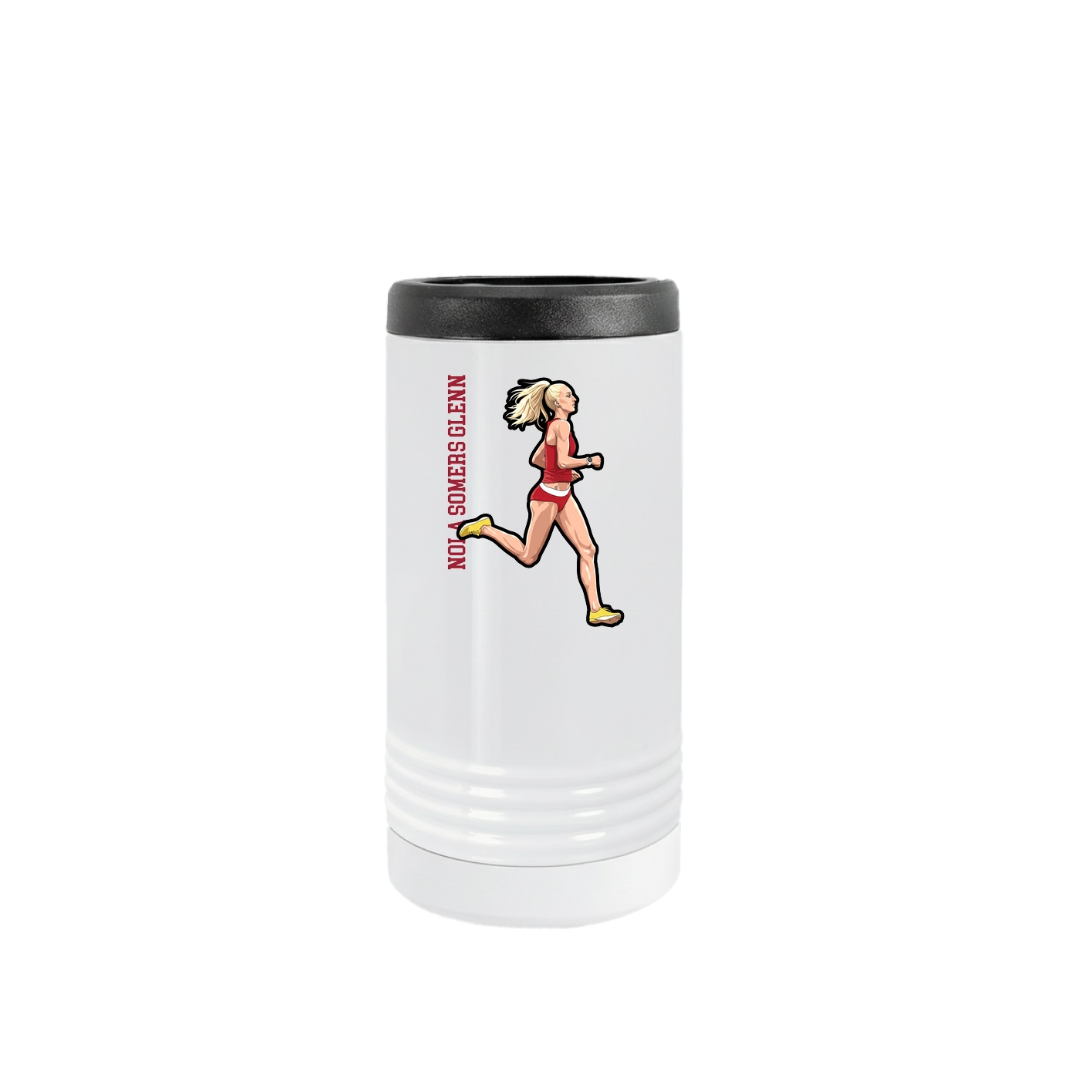Slim Beverage Holder — Name Vertical in White