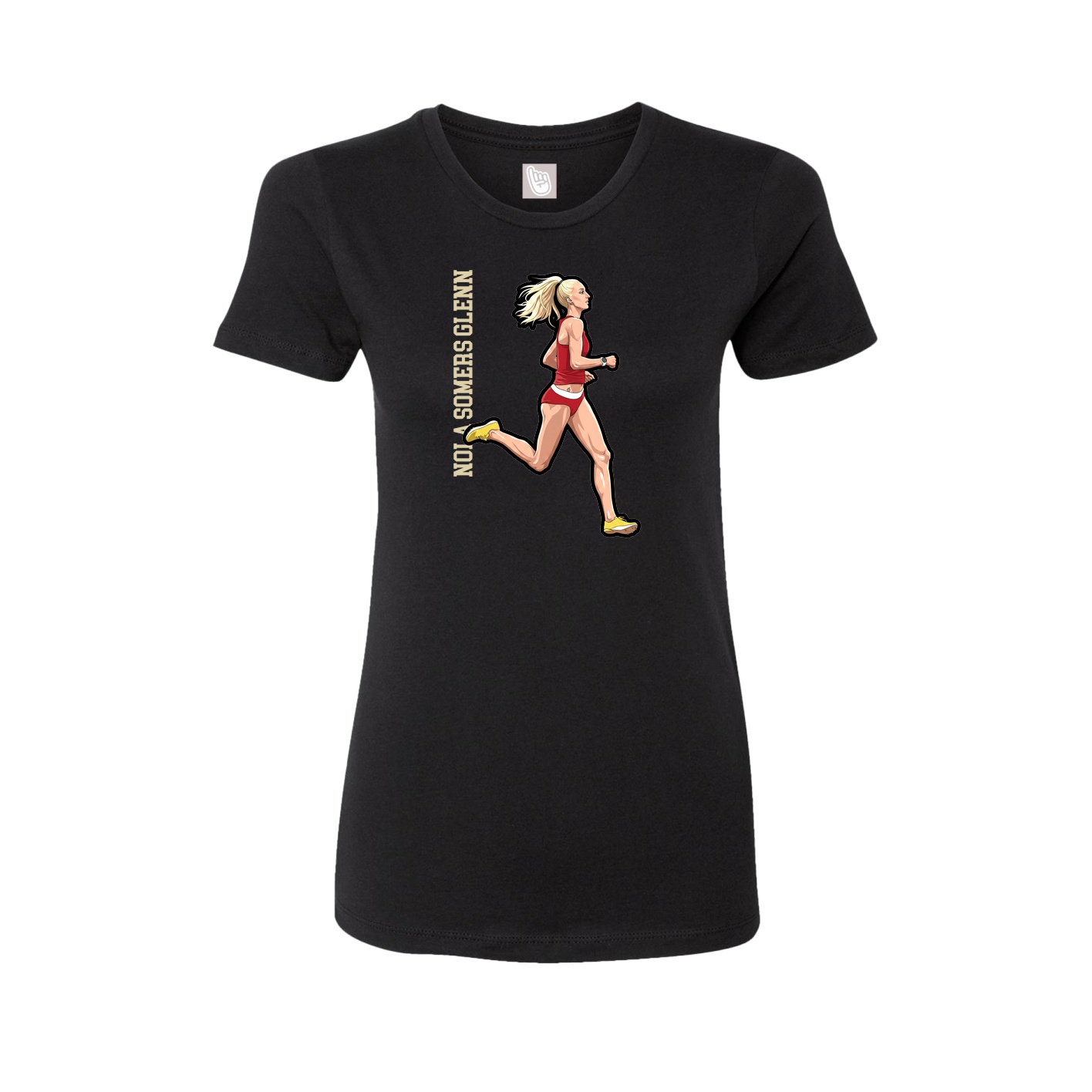 Womens Tee — Name Vertical in Black