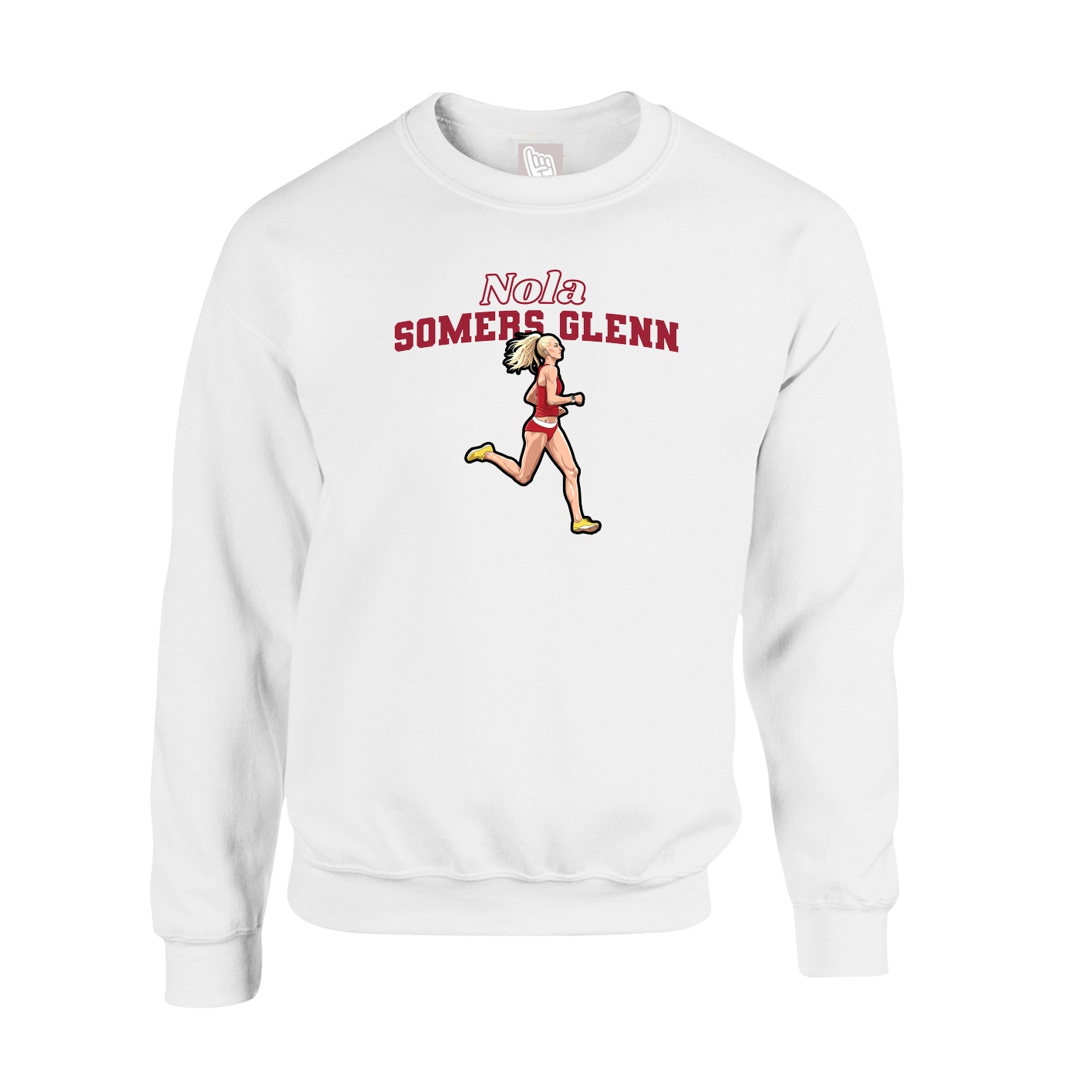 Fleece Crew — Name Arch in White