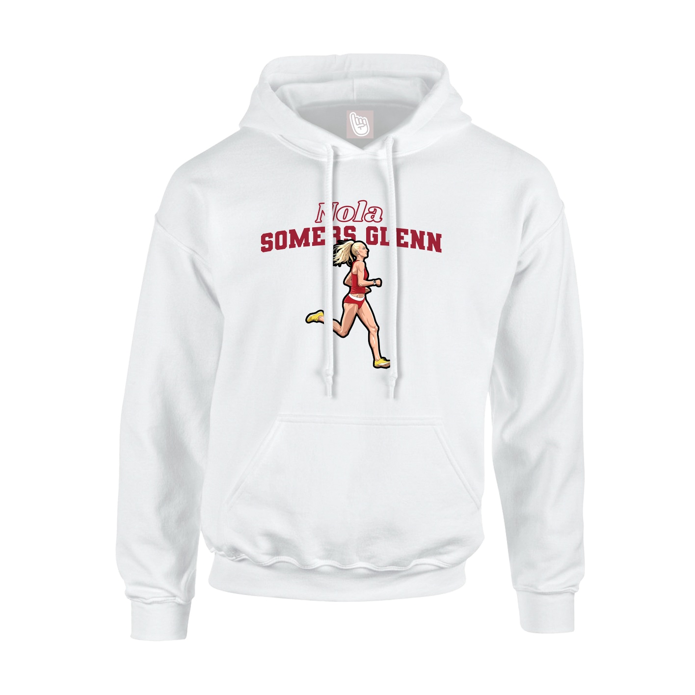 Youth Hoodie — Name Arch in White