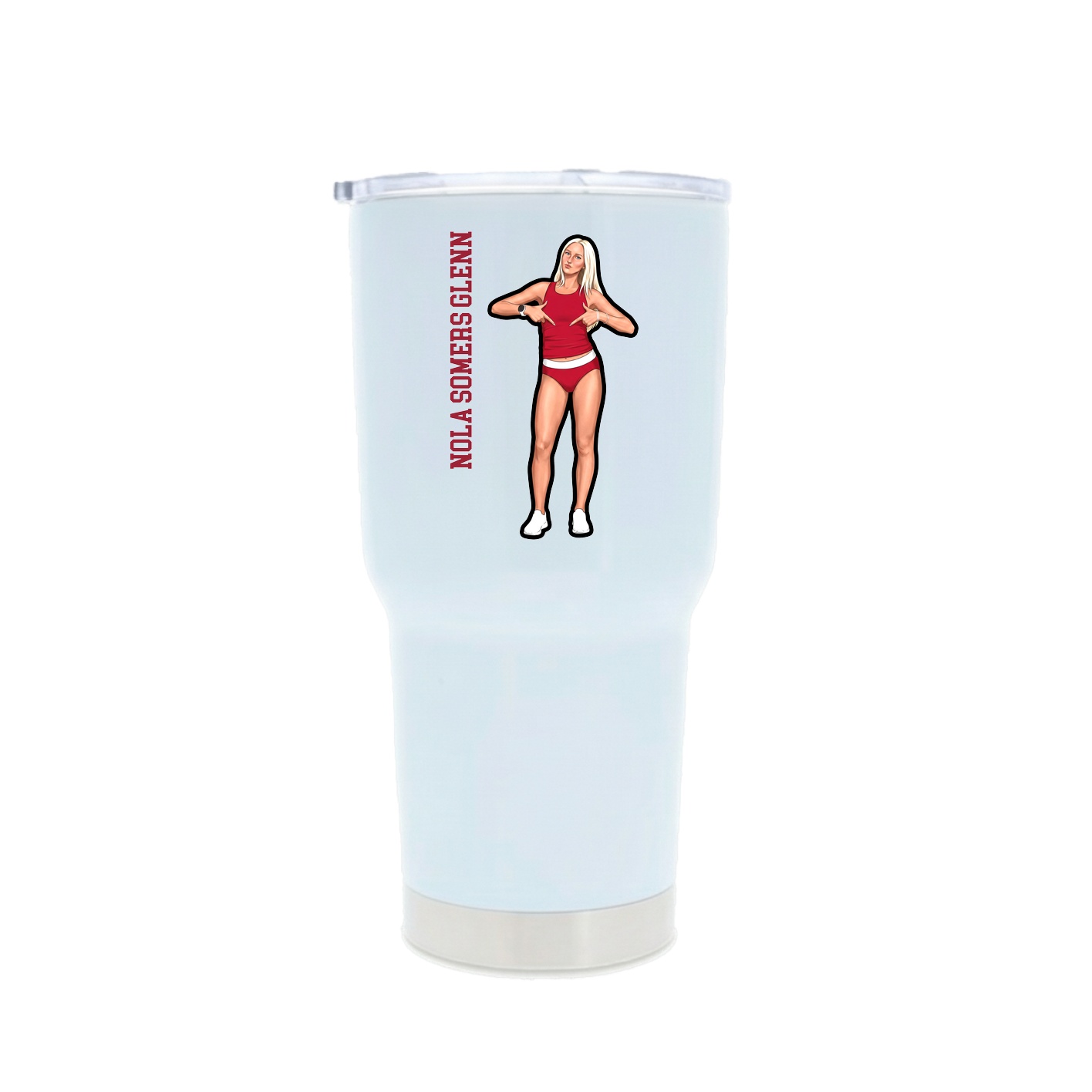 30oz Stainless Steel Tumbler — Name Vertical in White