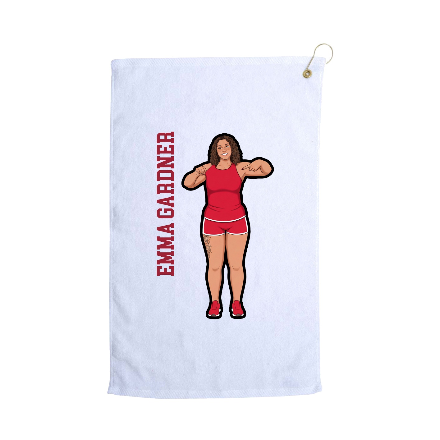 Golf Towel — Name Vertical in White