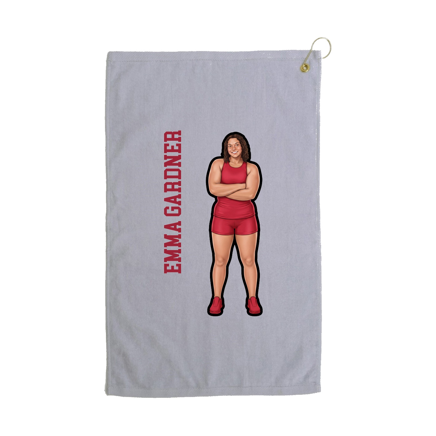 Golf Towel — Name Vertical in Grey