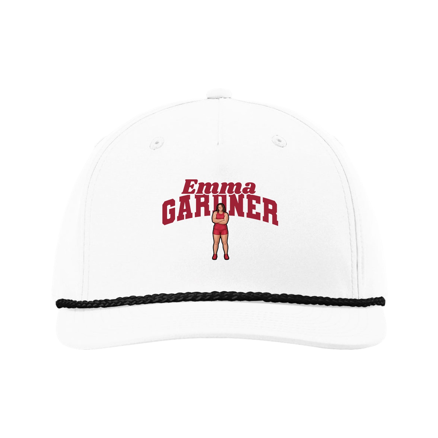 Five-Panel Classic Rope Cap — Signature Arch in White