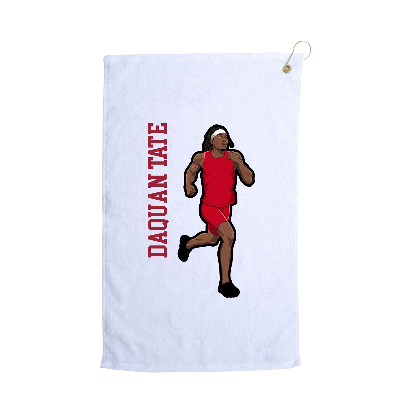 Golf Towel — Name Vertical in White
