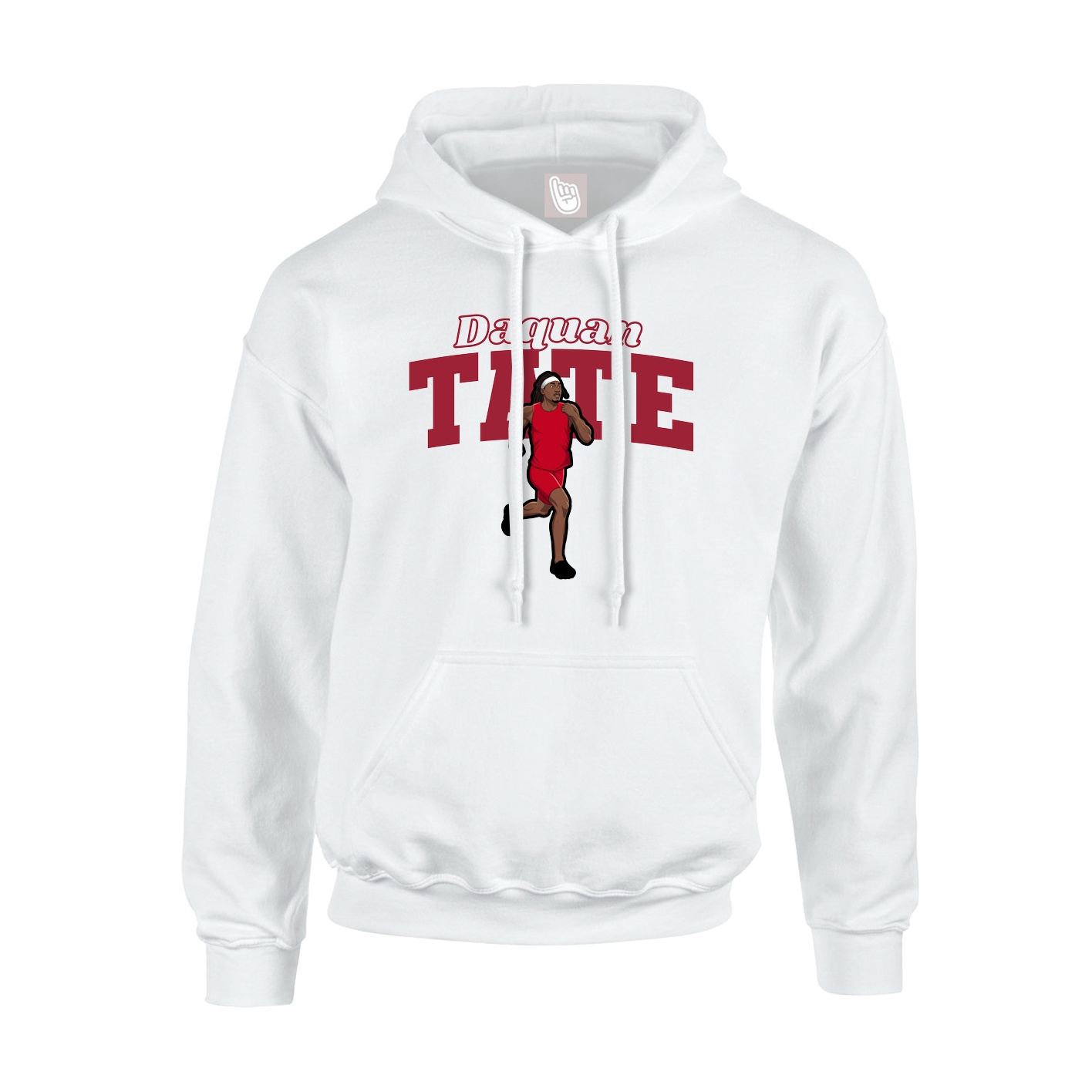 Youth Hoodie — Name Arch in White