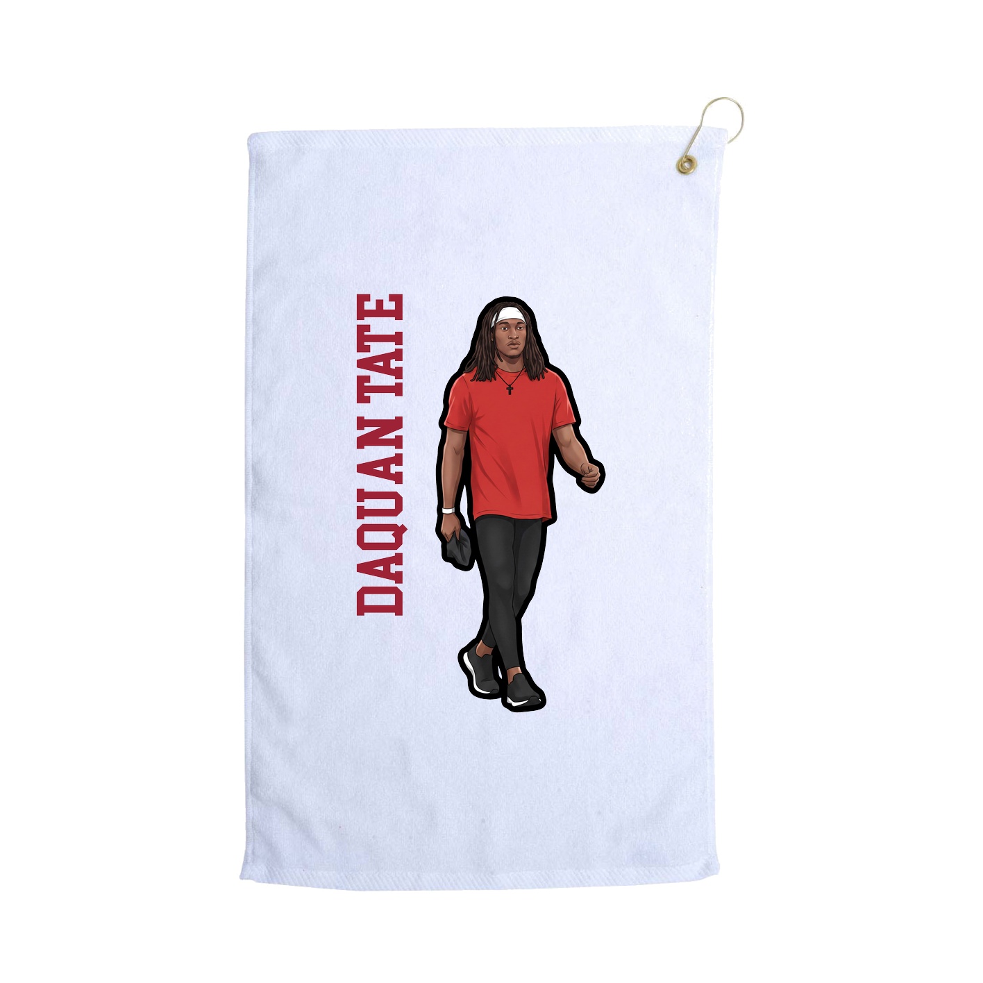 Golf Towel — Name Vertical in White