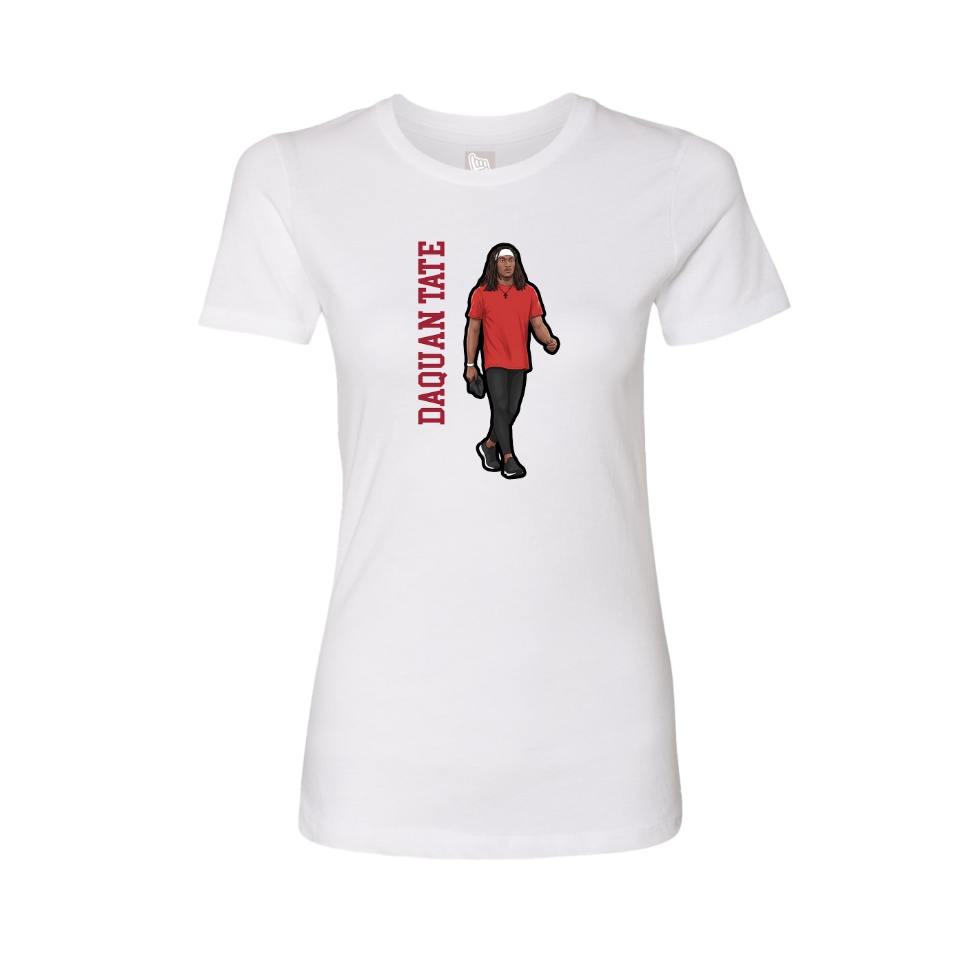 Fitted Women's Tee — Name Vertical in White