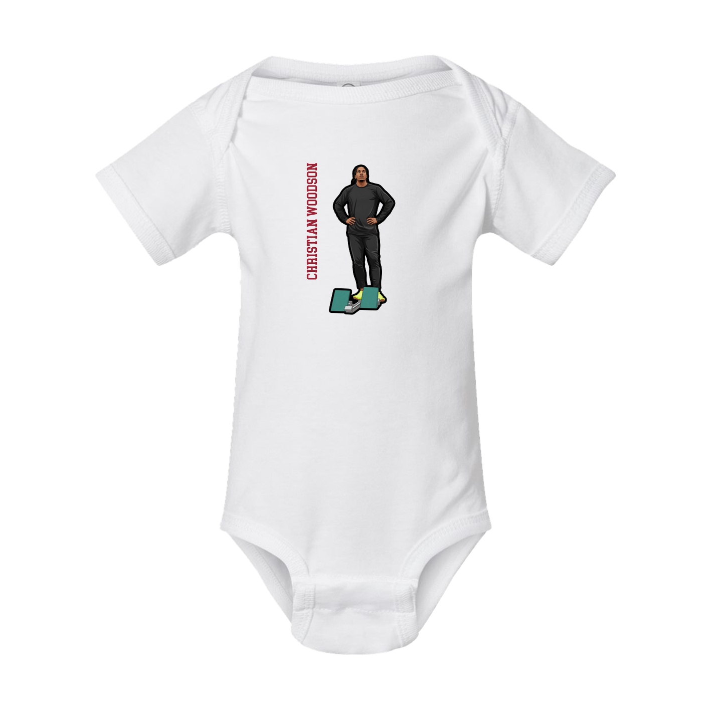 Baby Onesie — Name Vertical in White