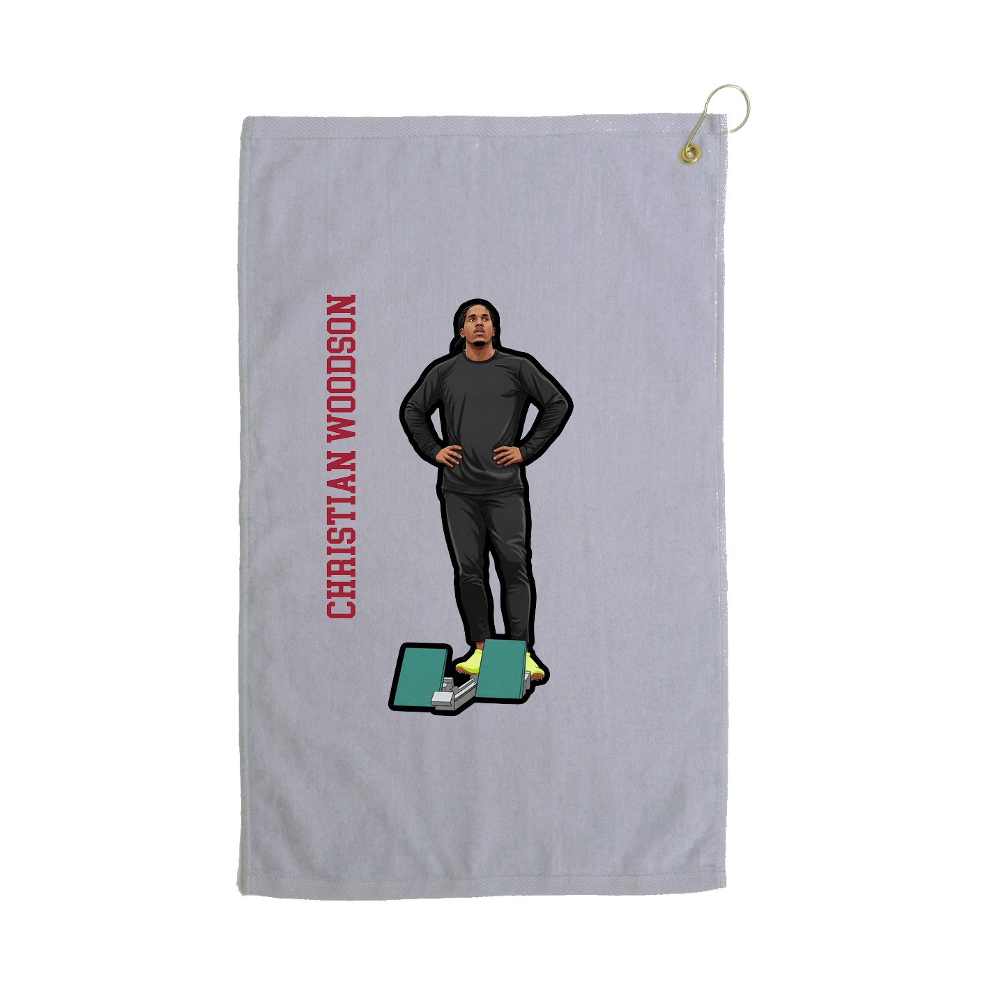 Golf Towel — Name Vertical in Grey