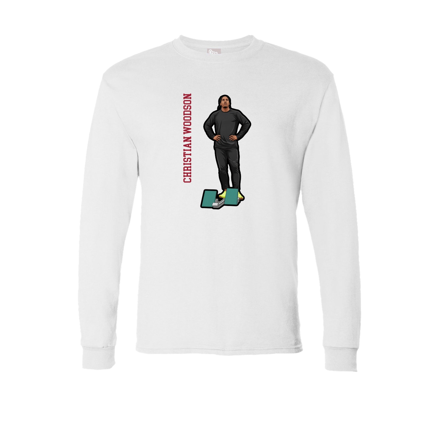 Long Sleeve Tee — Name Vertical in White