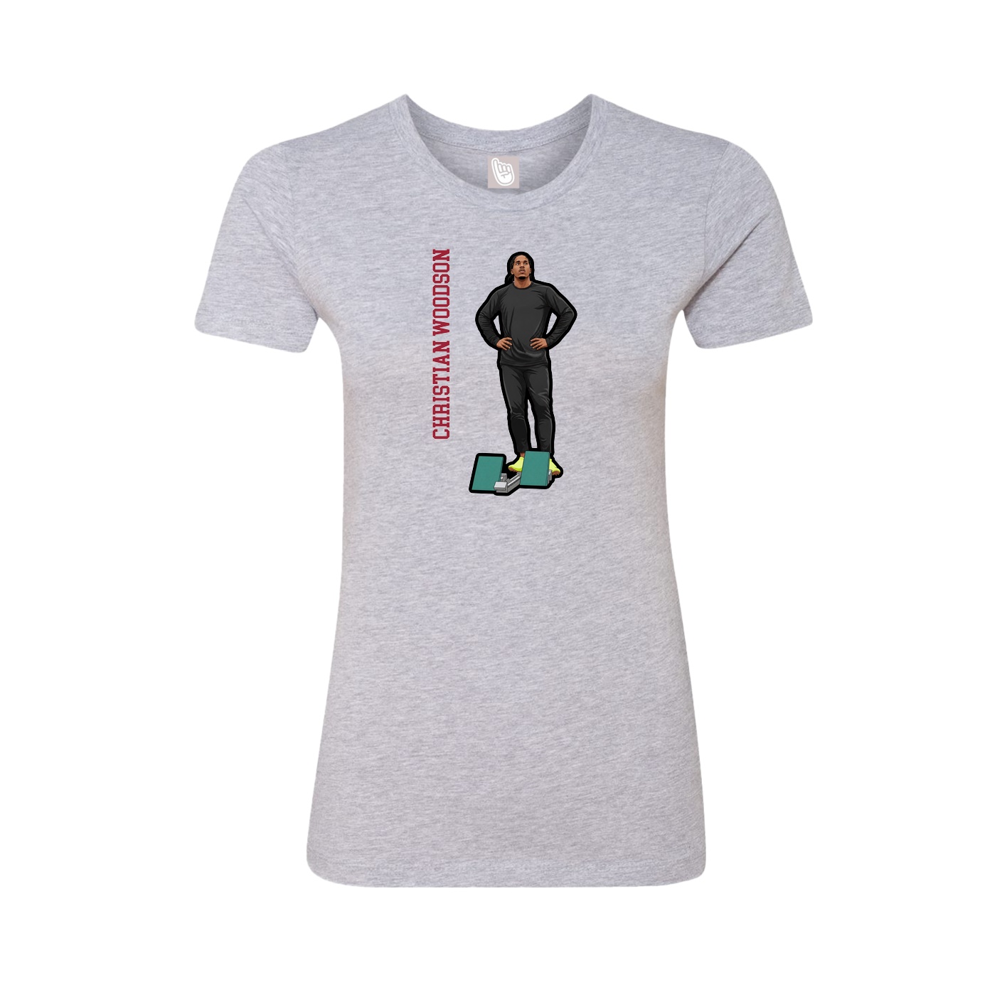 Fitted Women's Tee — Name Vertical in Grey