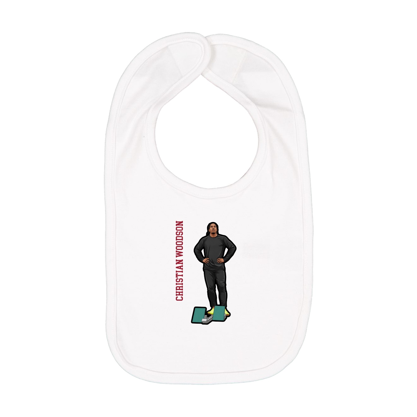 Infant Bib — Name Vertical in White