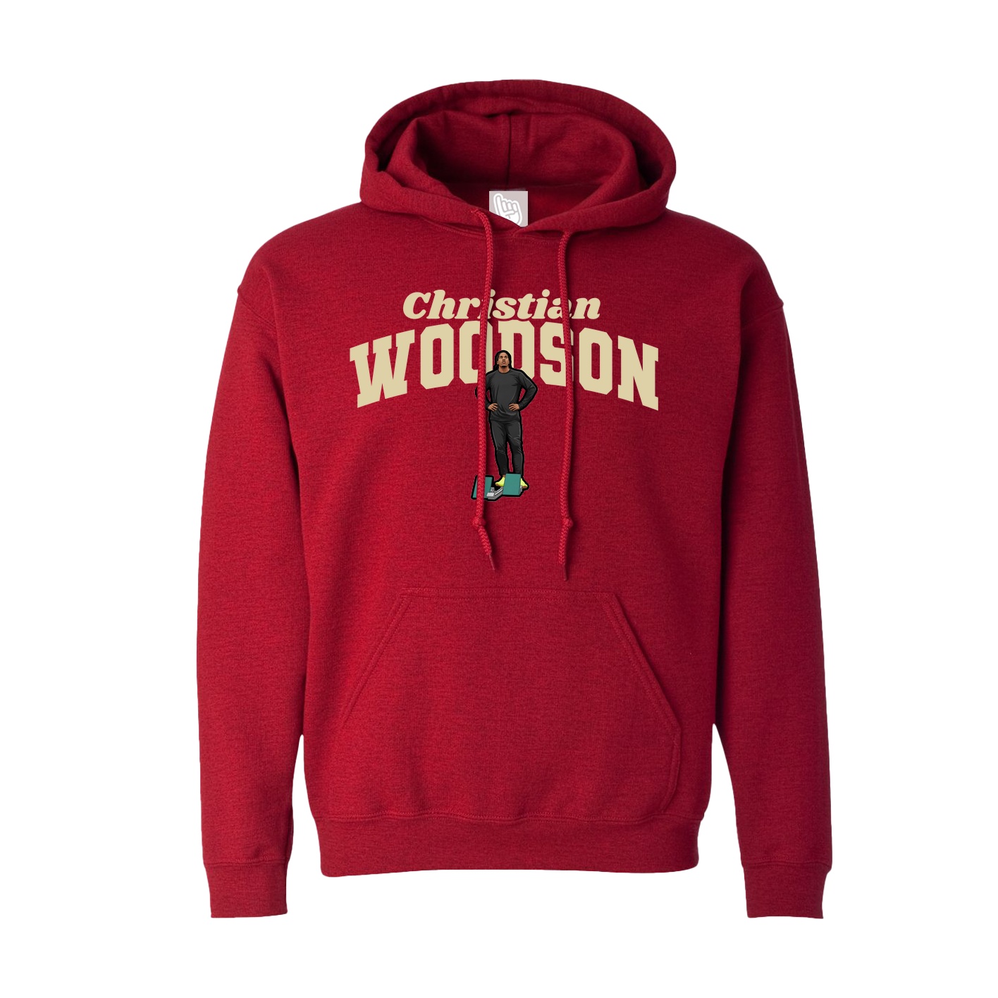 Hoodie — Signature Arch in Crimson