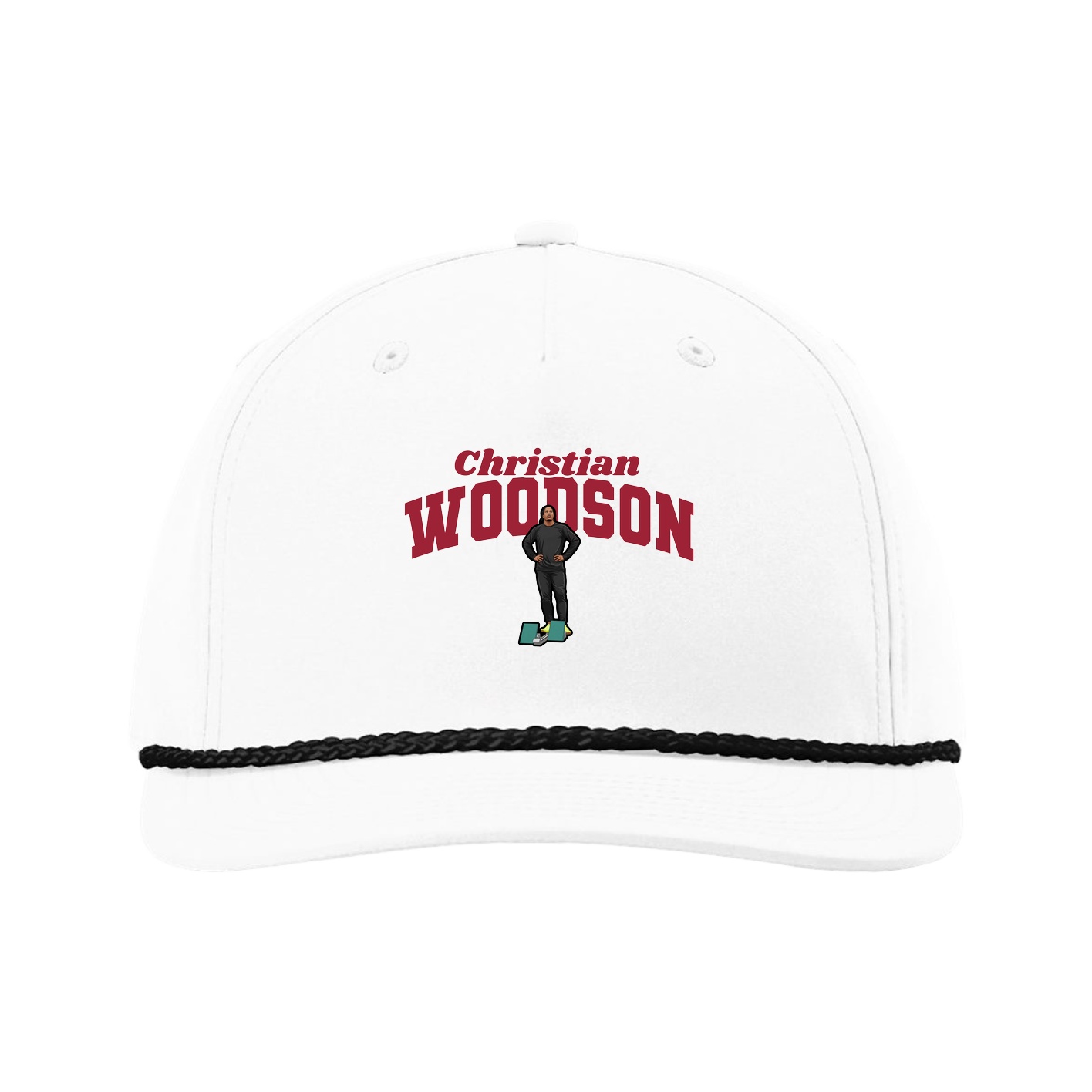 Five-Panel Classic Rope Cap — Signature Arch in White