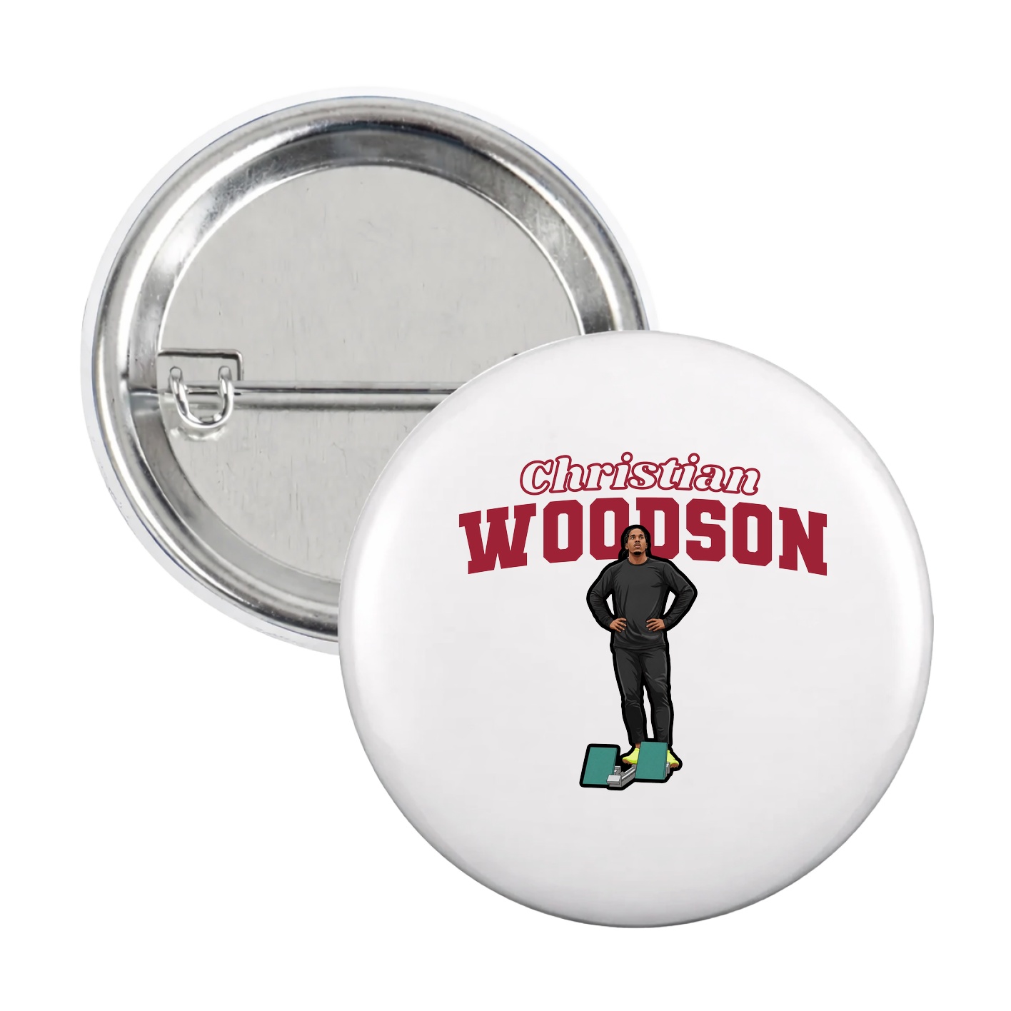 Game Day Button — Name Arch in White