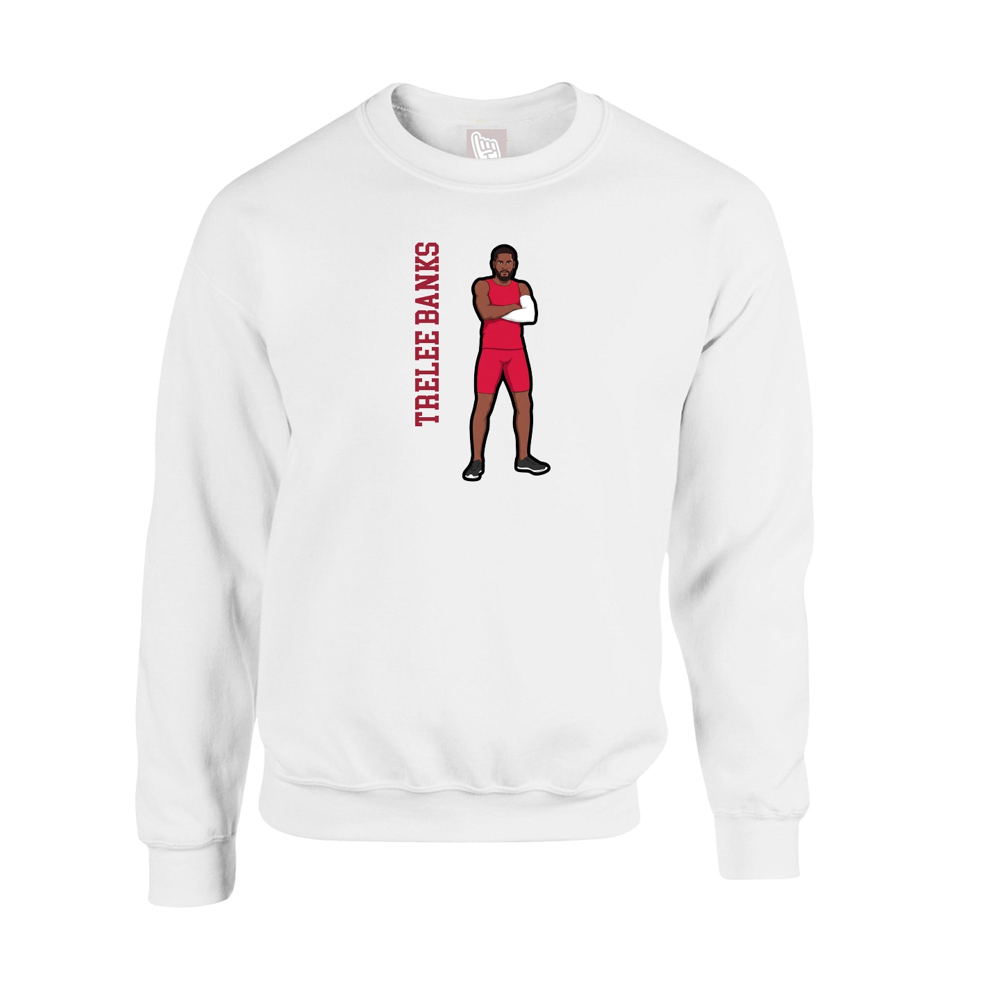 Fleece Crew — Name Vertical in White