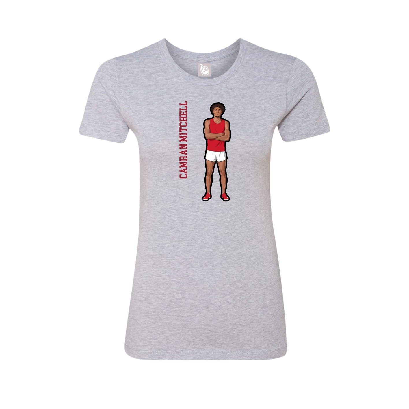 Fitted Women's Tee — Name Vertical in Grey