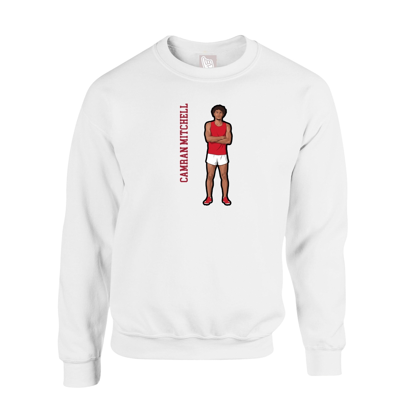 Fleece Crew — Name Vertical in White