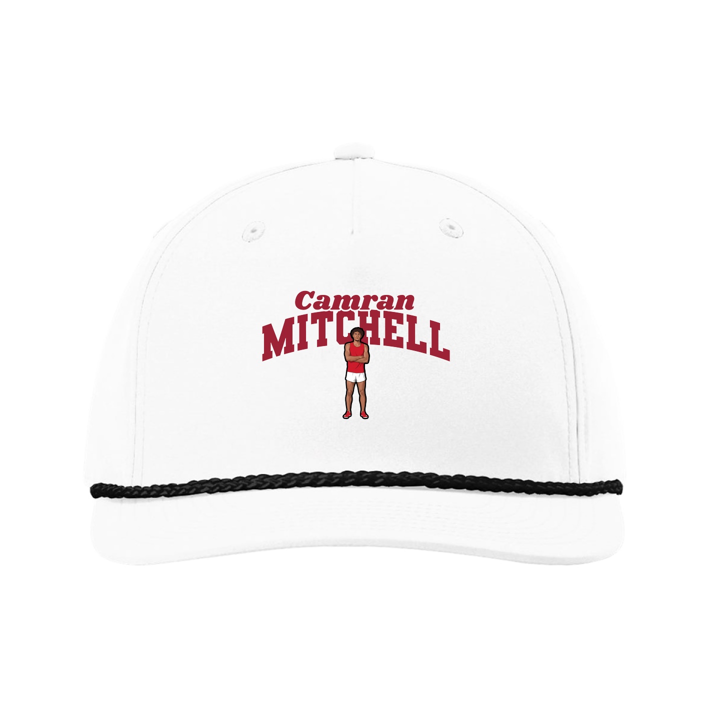 Five-Panel Classic Rope Cap — Signature Arch in White