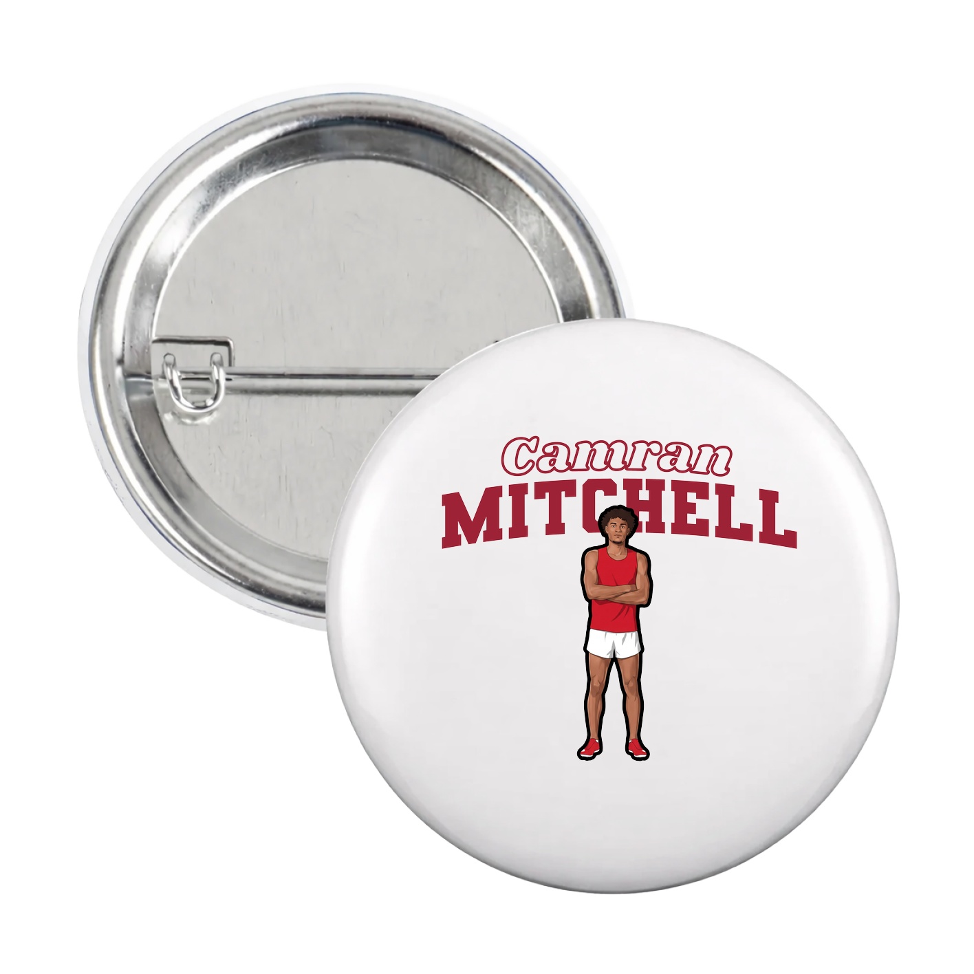Game Day Button — Name Arch in White