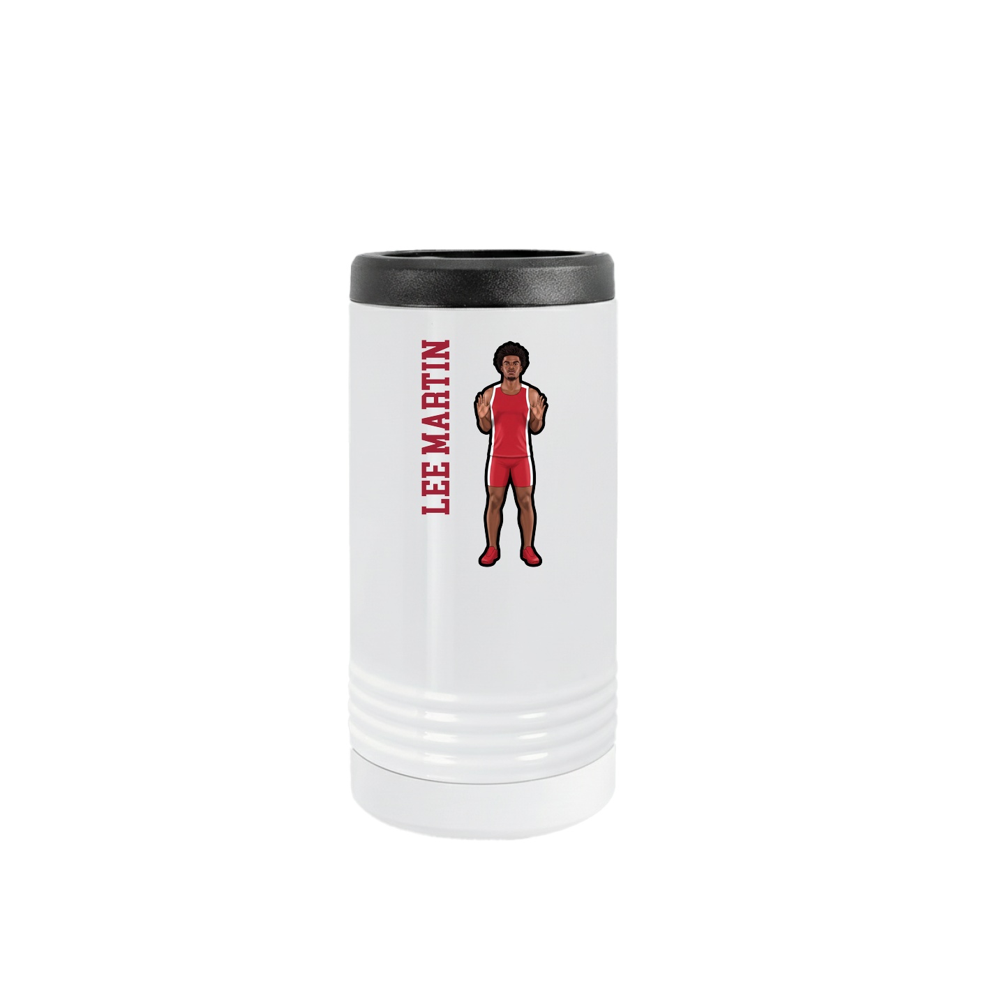 Slim Beverage Holder — Name Vertical in White