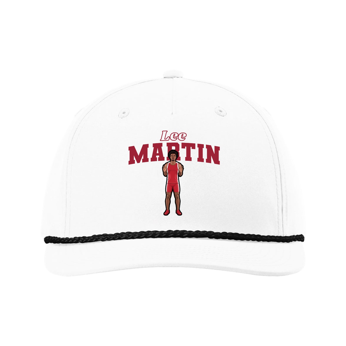 Five-Panel Classic Rope Cap — Name Arch in White