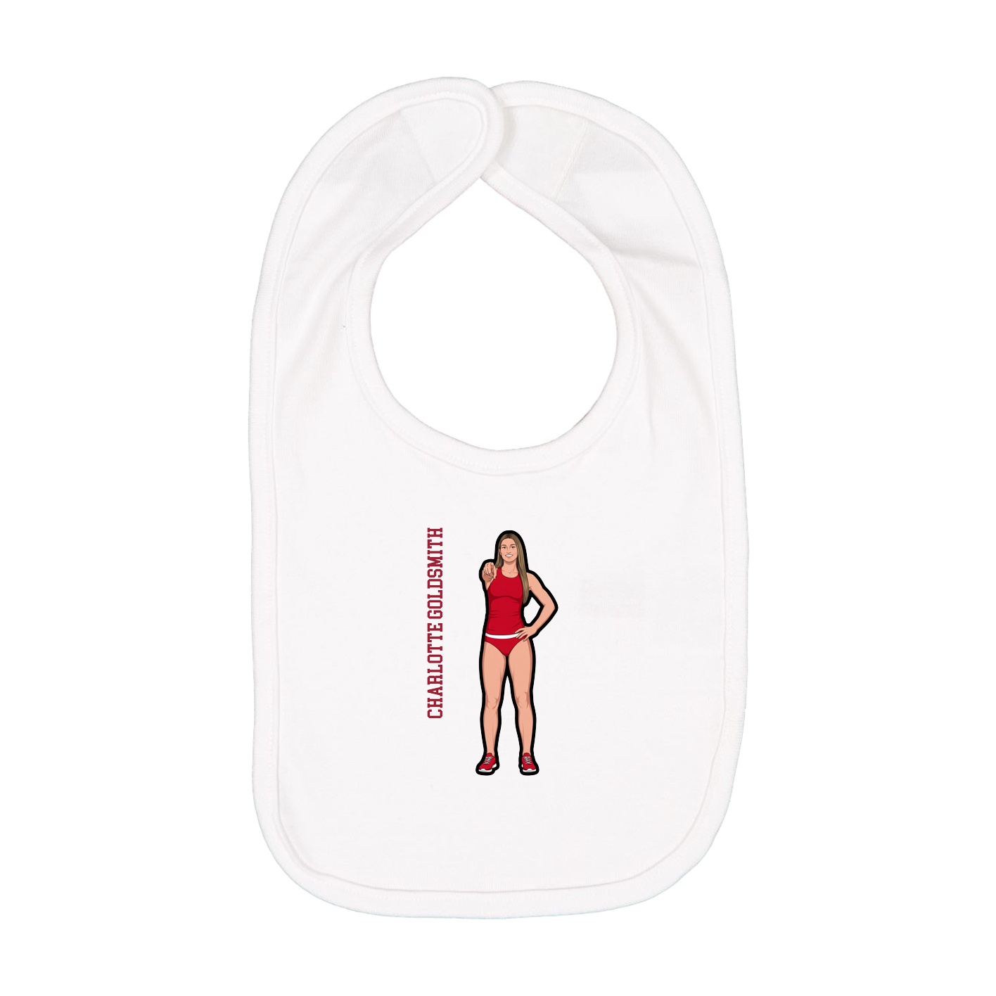 Infant Bib — Name Vertical in White