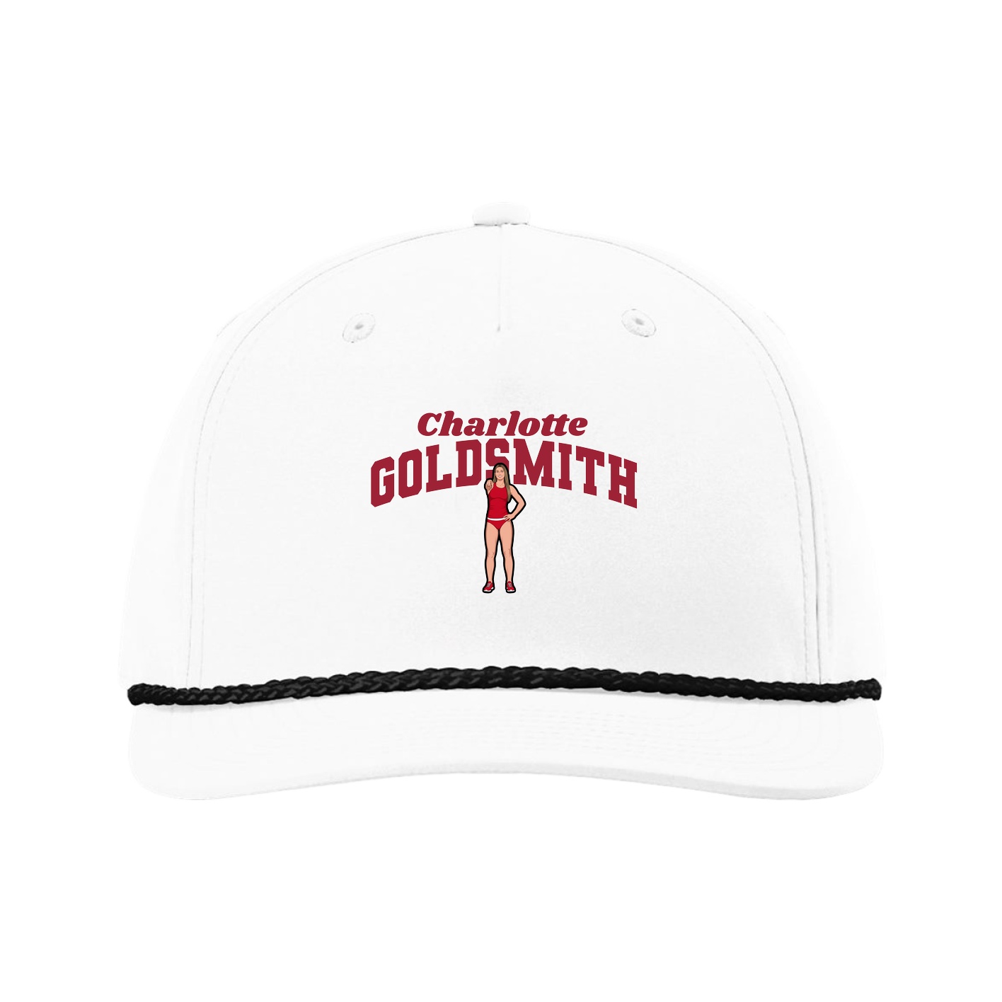 Five-Panel Classic Rope Cap — Signature Arch in White