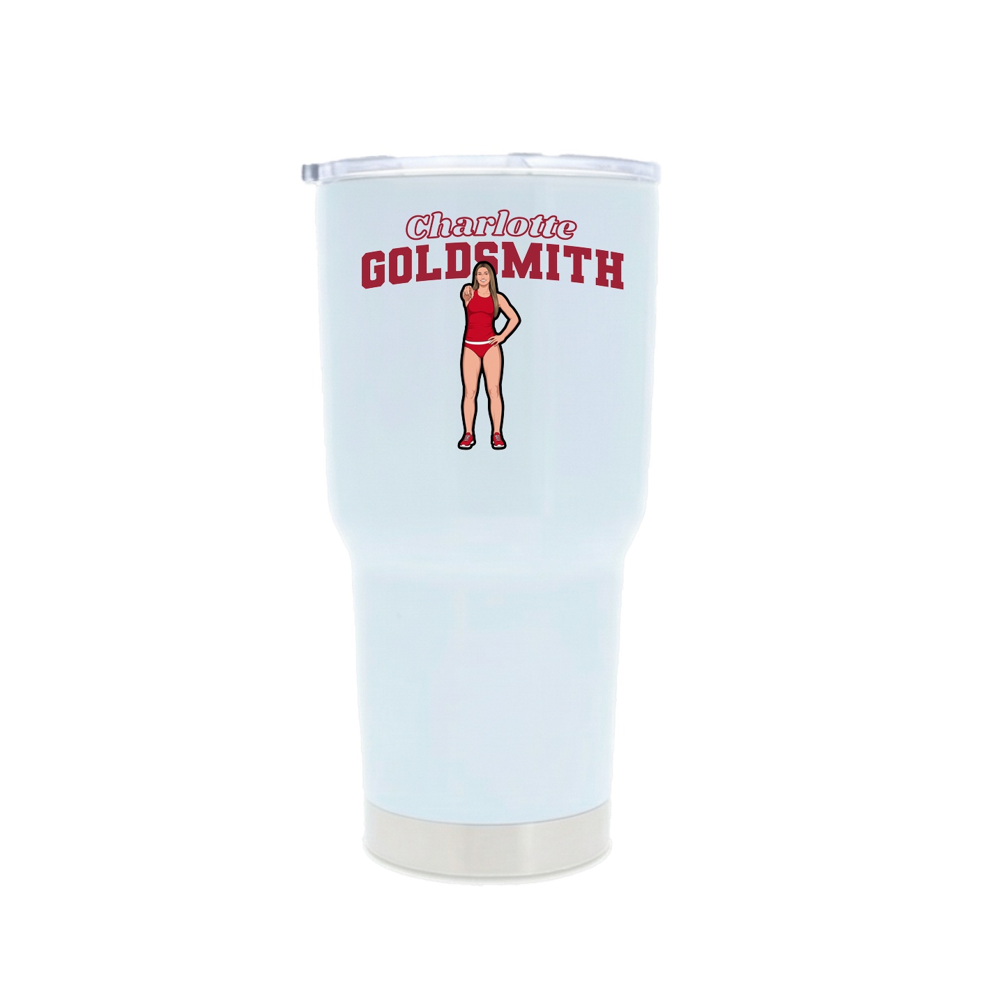 30oz Stainless Steel Tumbler — Name Arch in White