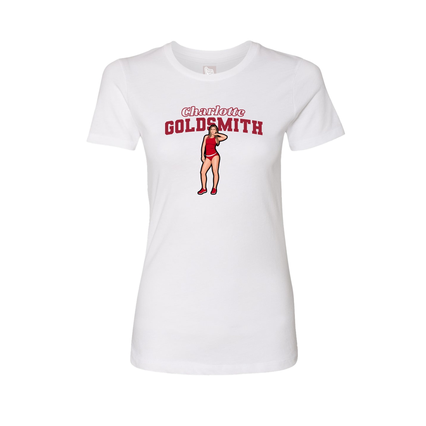 Fitted Women's Tee — Name Arch in White
