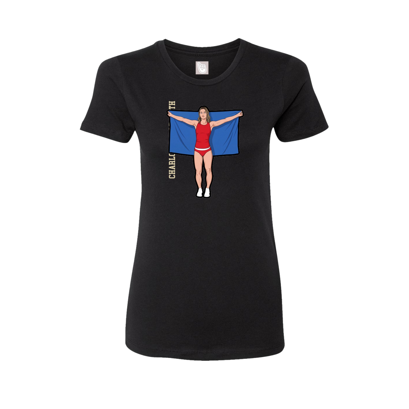 Fitted Women's Tee — Name Vertical in Black