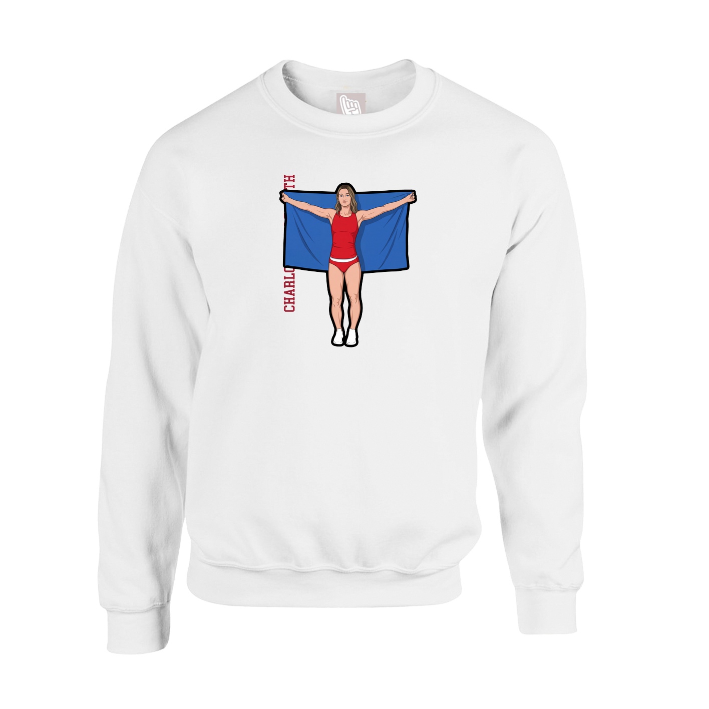 Fleece Crew — Name Vertical in White