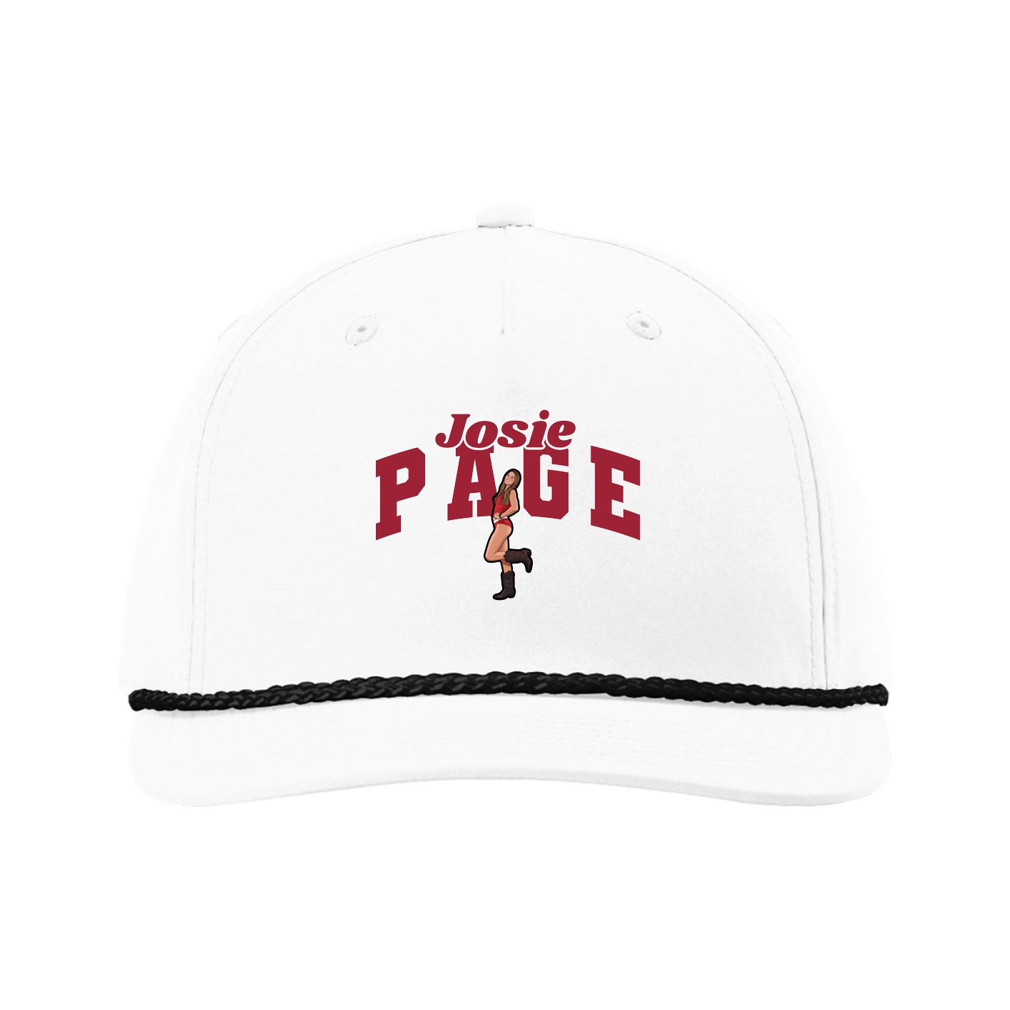 Five-Panel Classic Rope Cap — Signature Arch in White