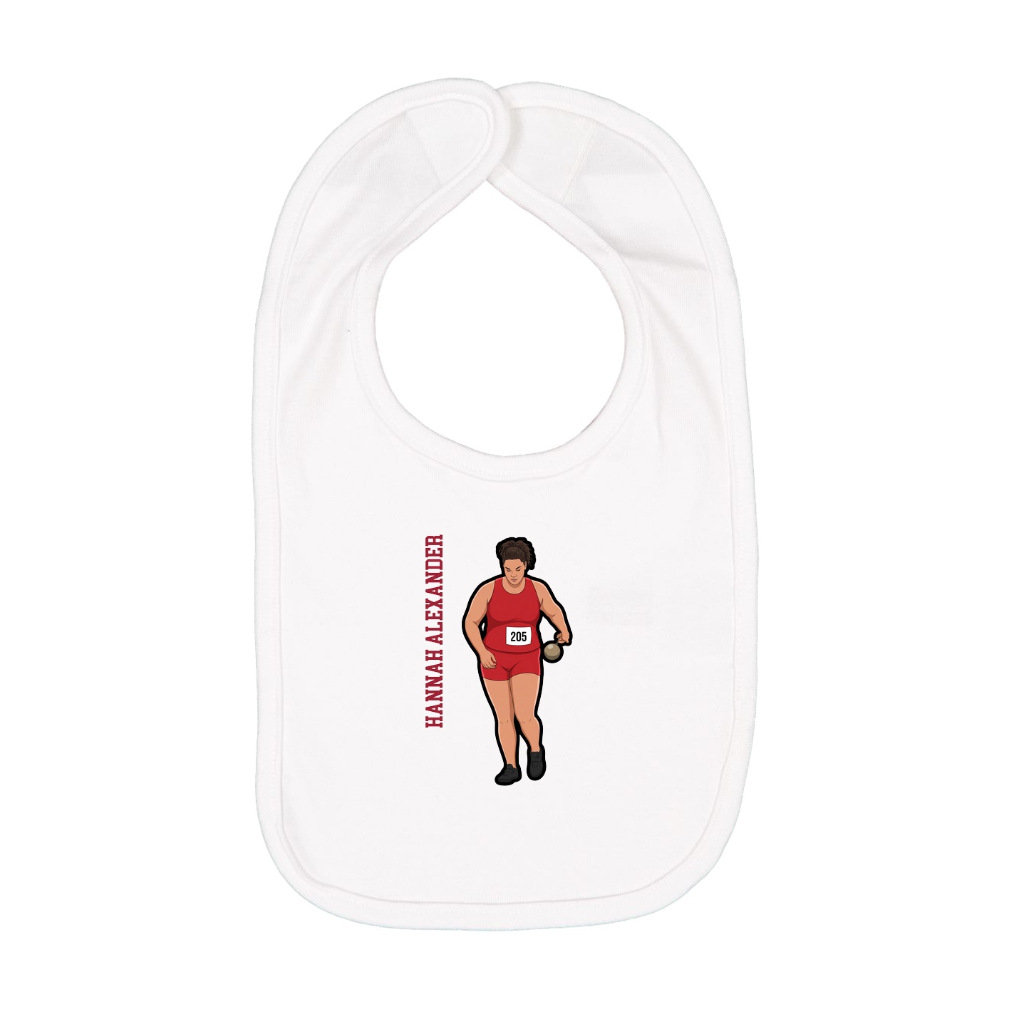 Infant Bib — Name Vertical in White