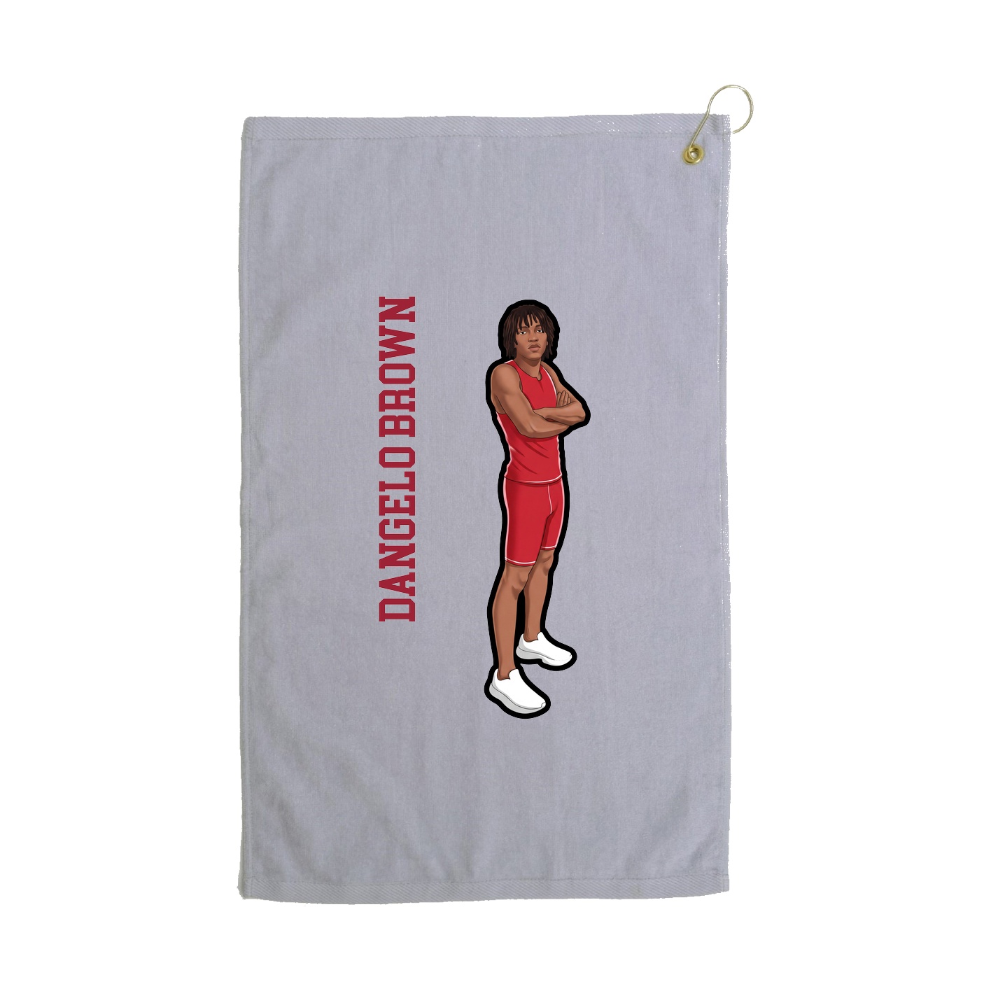 Golf Towel — Name Vertical in Grey