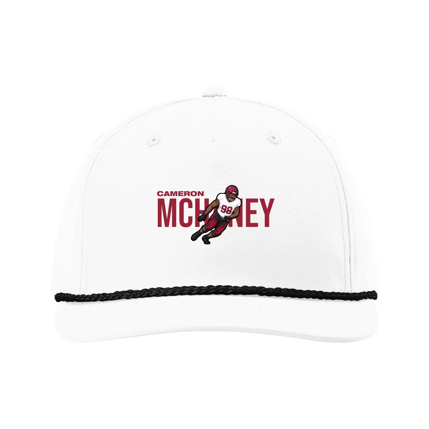 Five-Panel Classic Rope Cap — Player Name in White