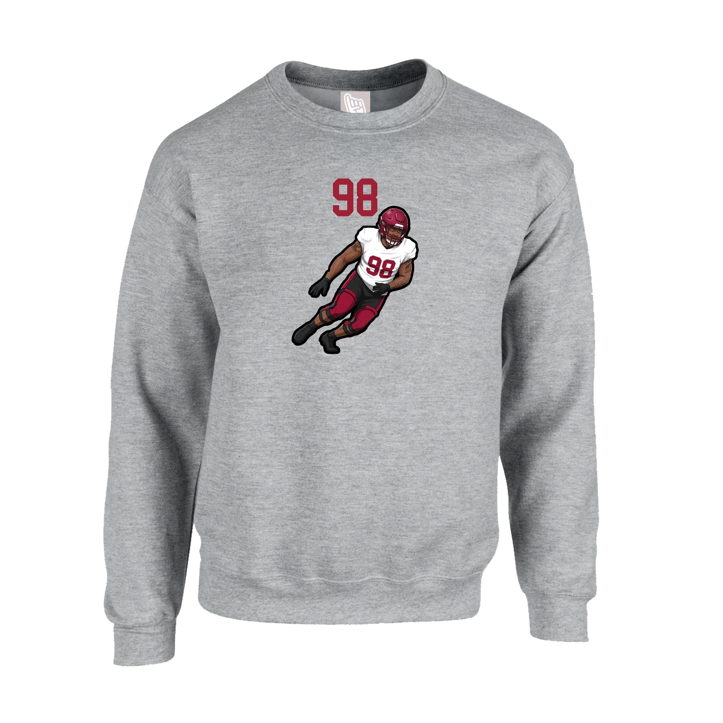Fleece Crew — Number Top in Grey