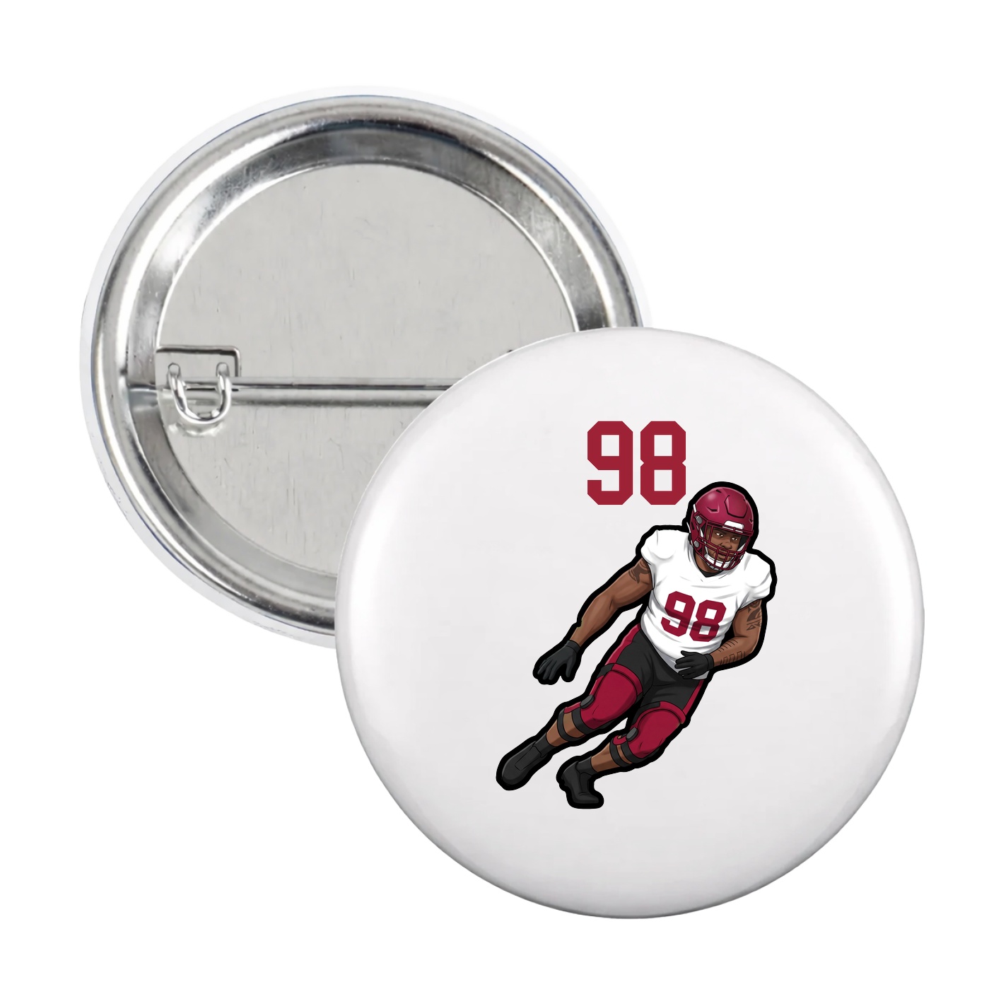 Game Day Button — Number Top in White