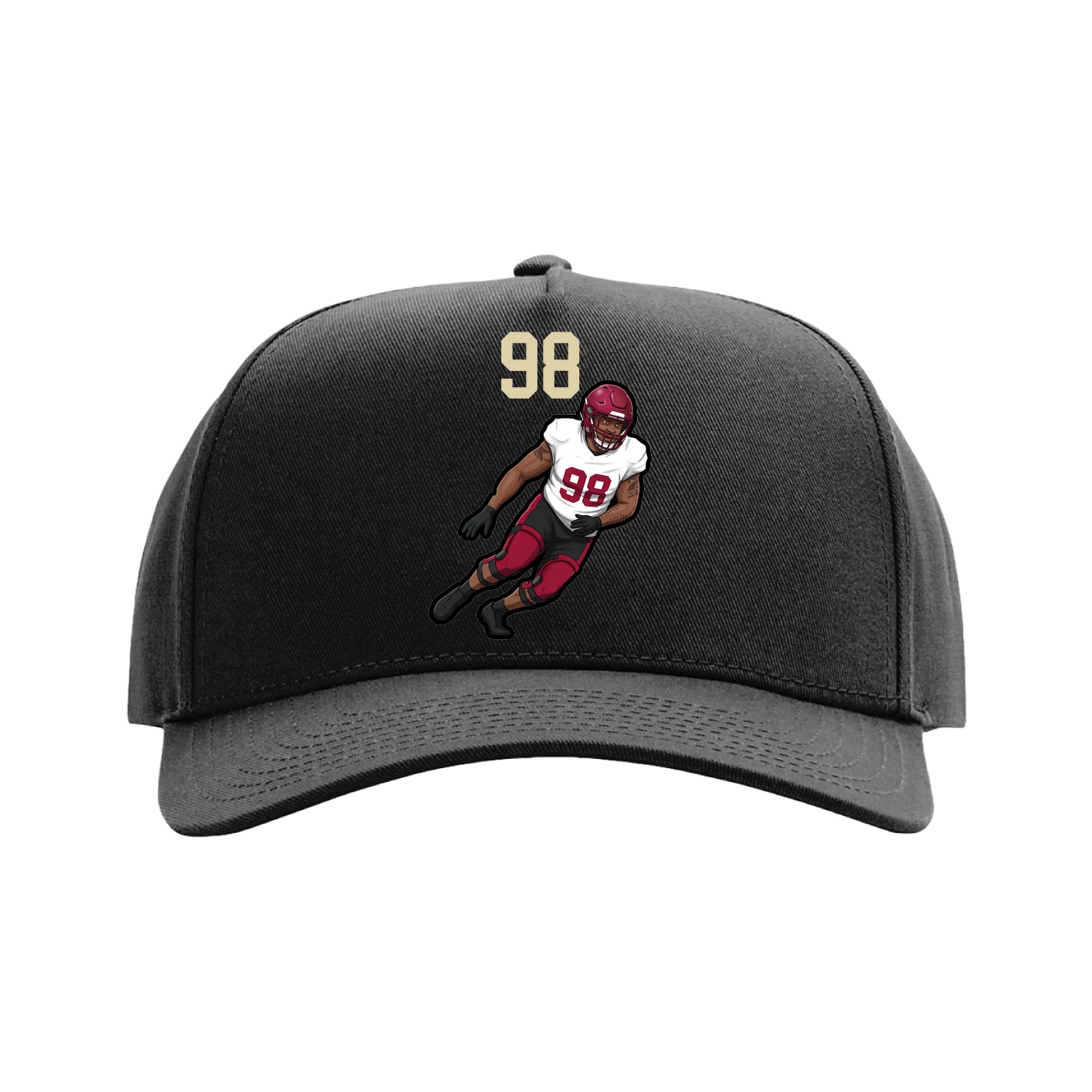 Full Fabric Five-Panel Champ Cap — Number Top in Black