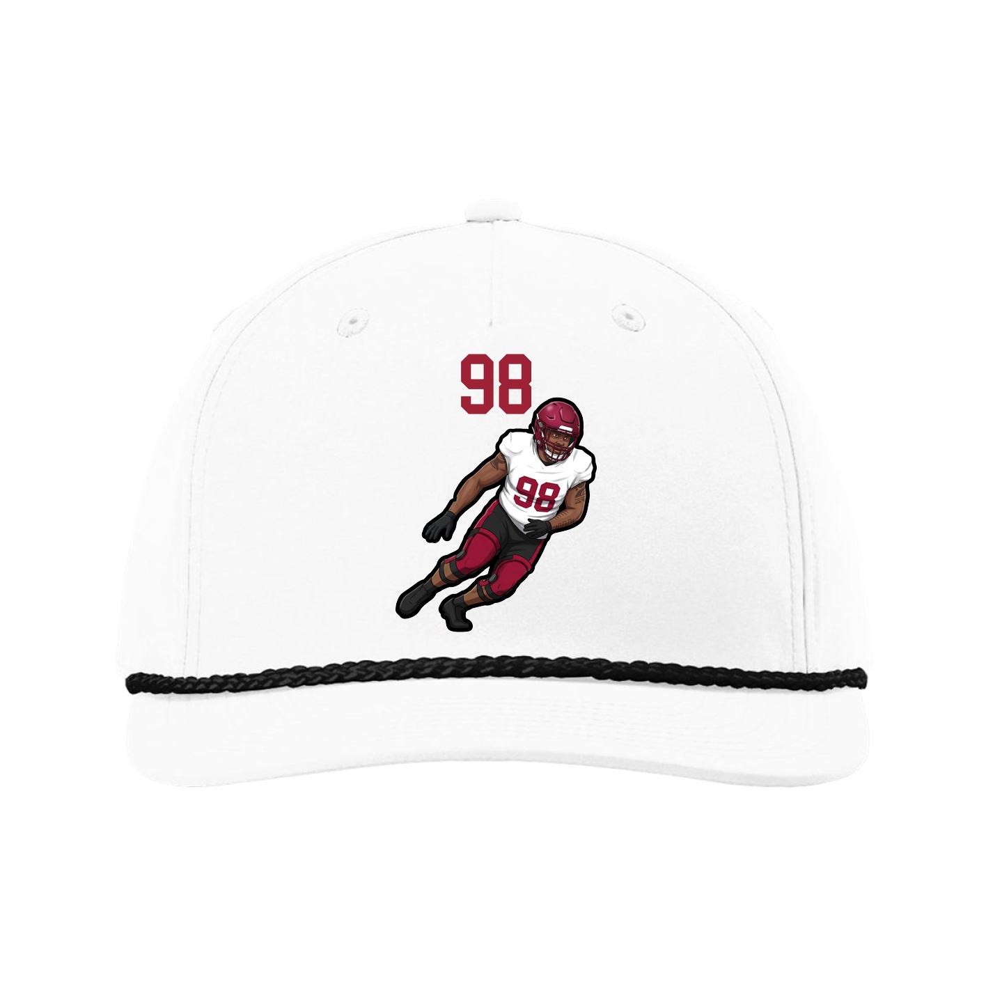 Five-Panel Classic Rope Cap — Number Top in White