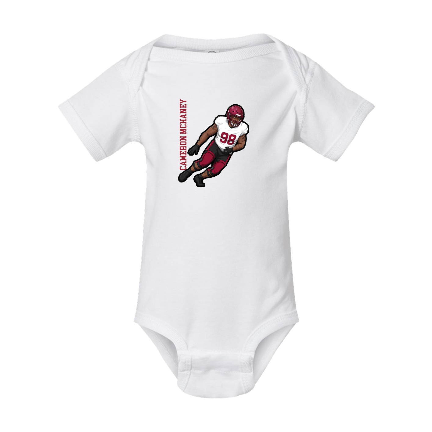 Baby Onesie — Name Vertical in White
