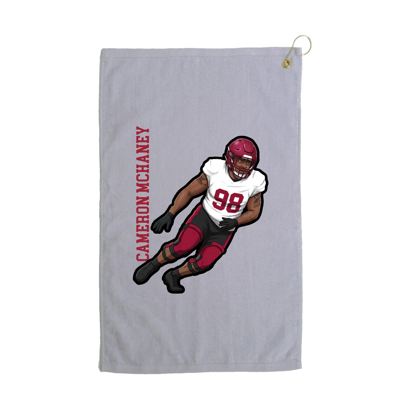 Golf Towel — Name Vertical in Grey
