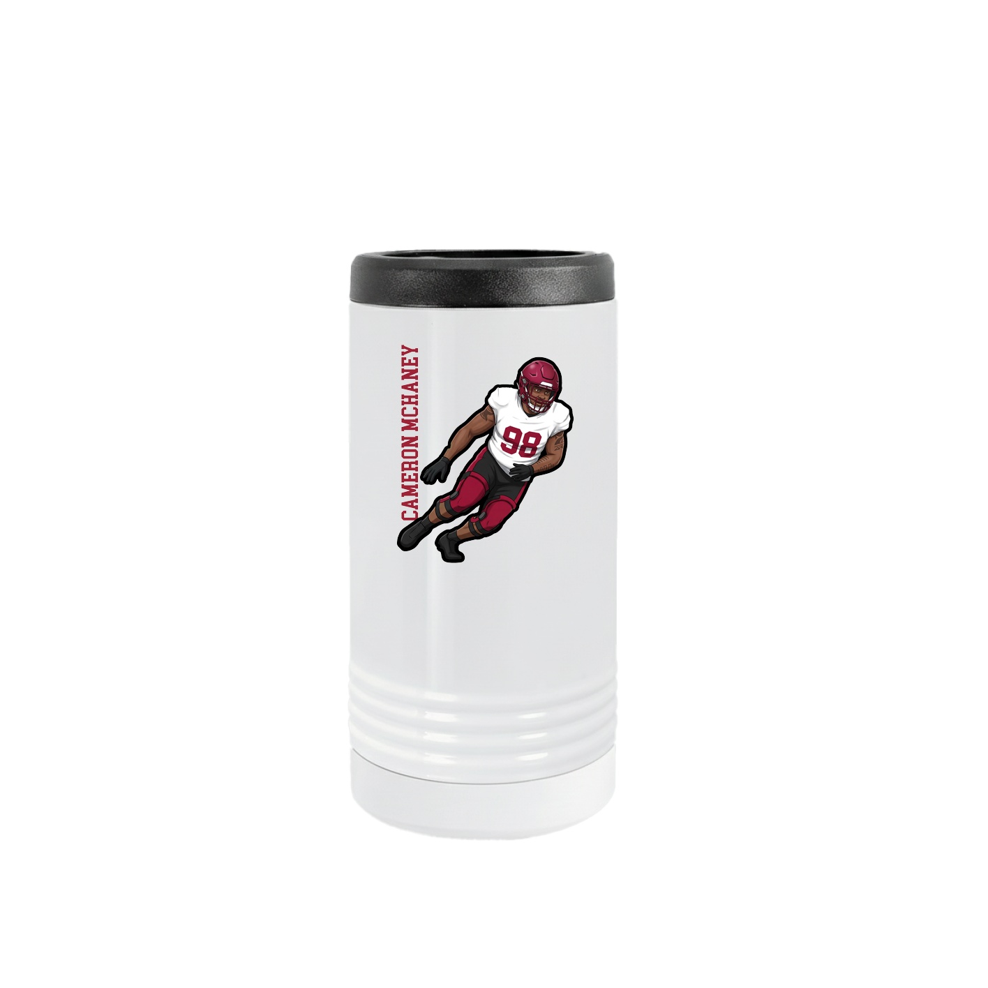 Slim Beverage Holder — Name Vertical in White