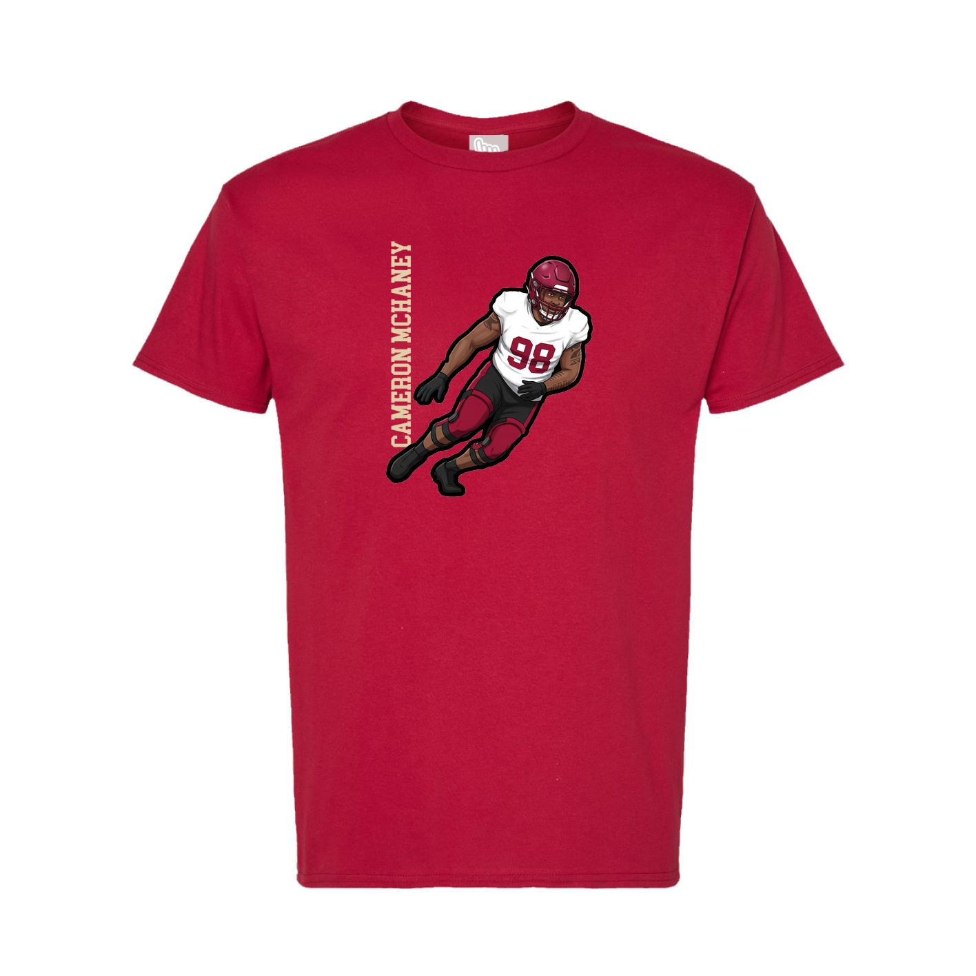 Tee — Name Vertical in Crimson