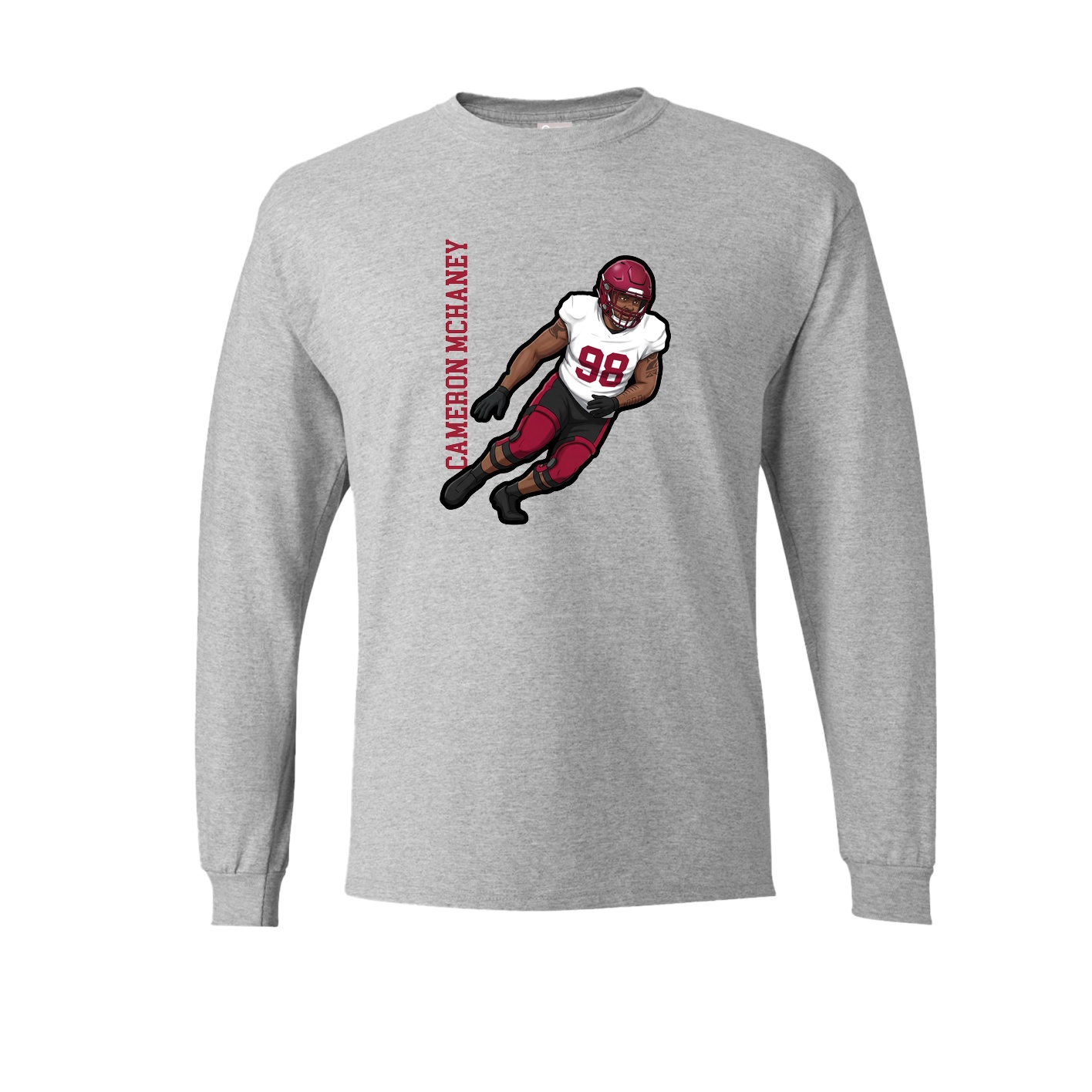 Long Sleeve Tee — Name Vertical in Grey
