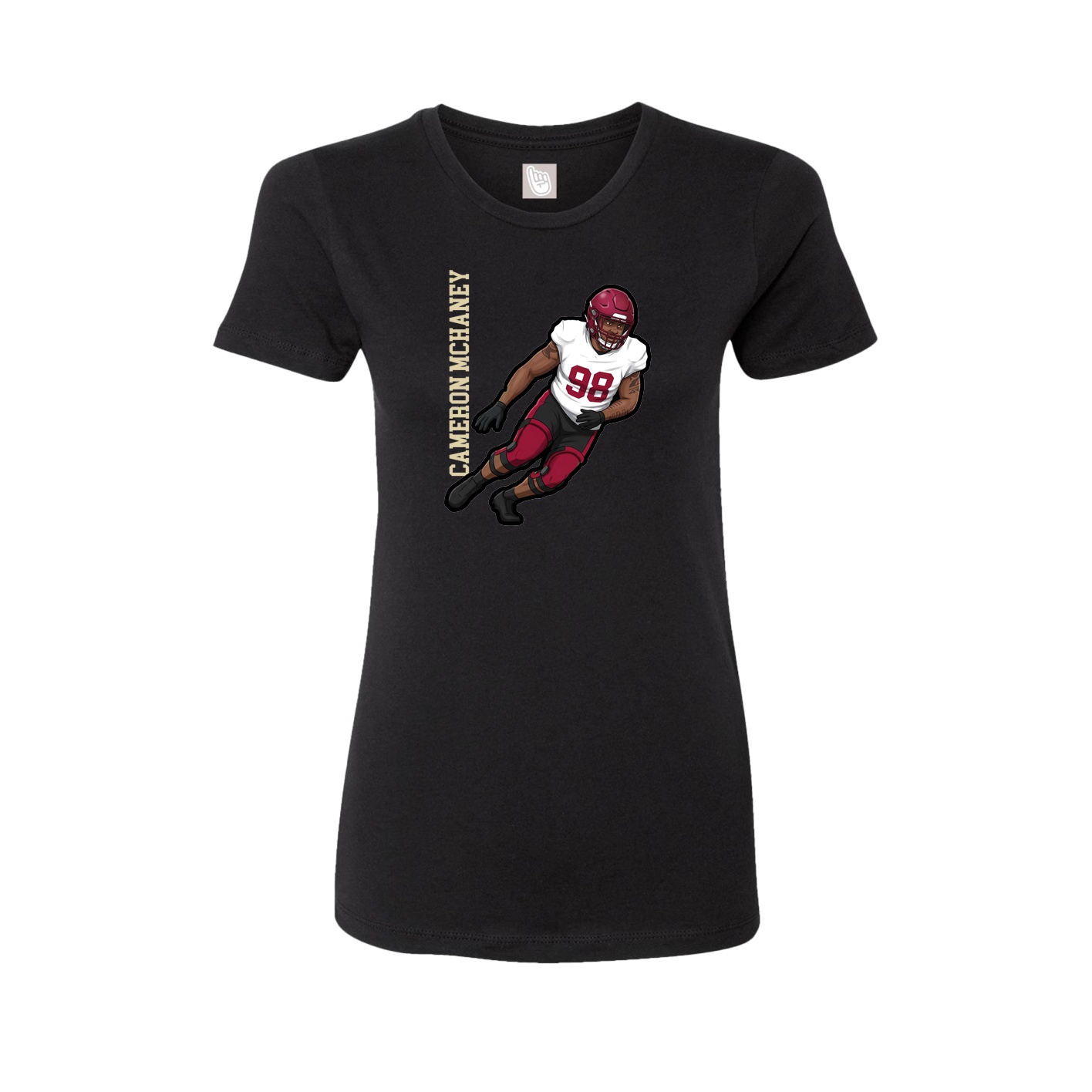 Fitted Women's Tee — Name Vertical in Black