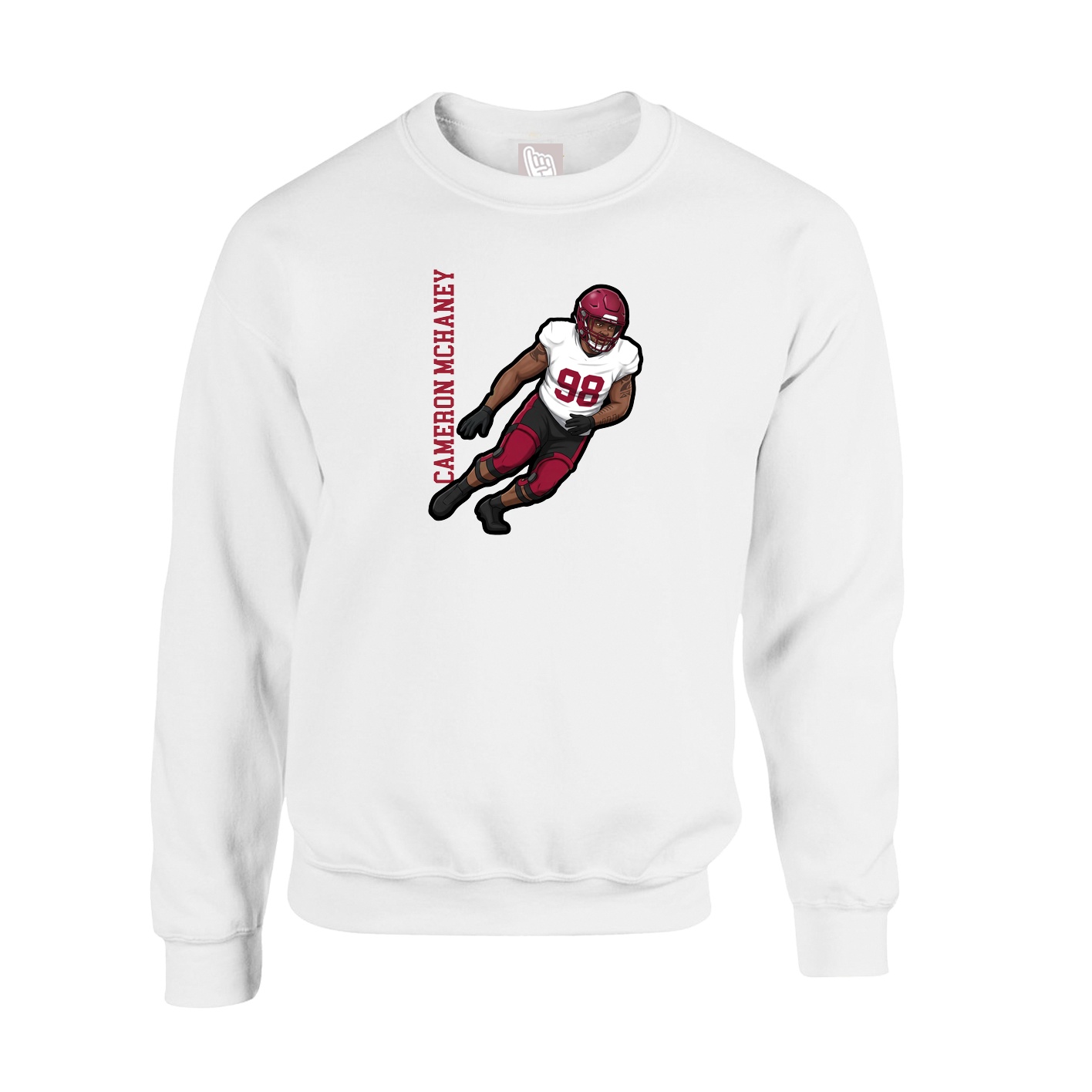 Fleece Crew — Name Vertical in White