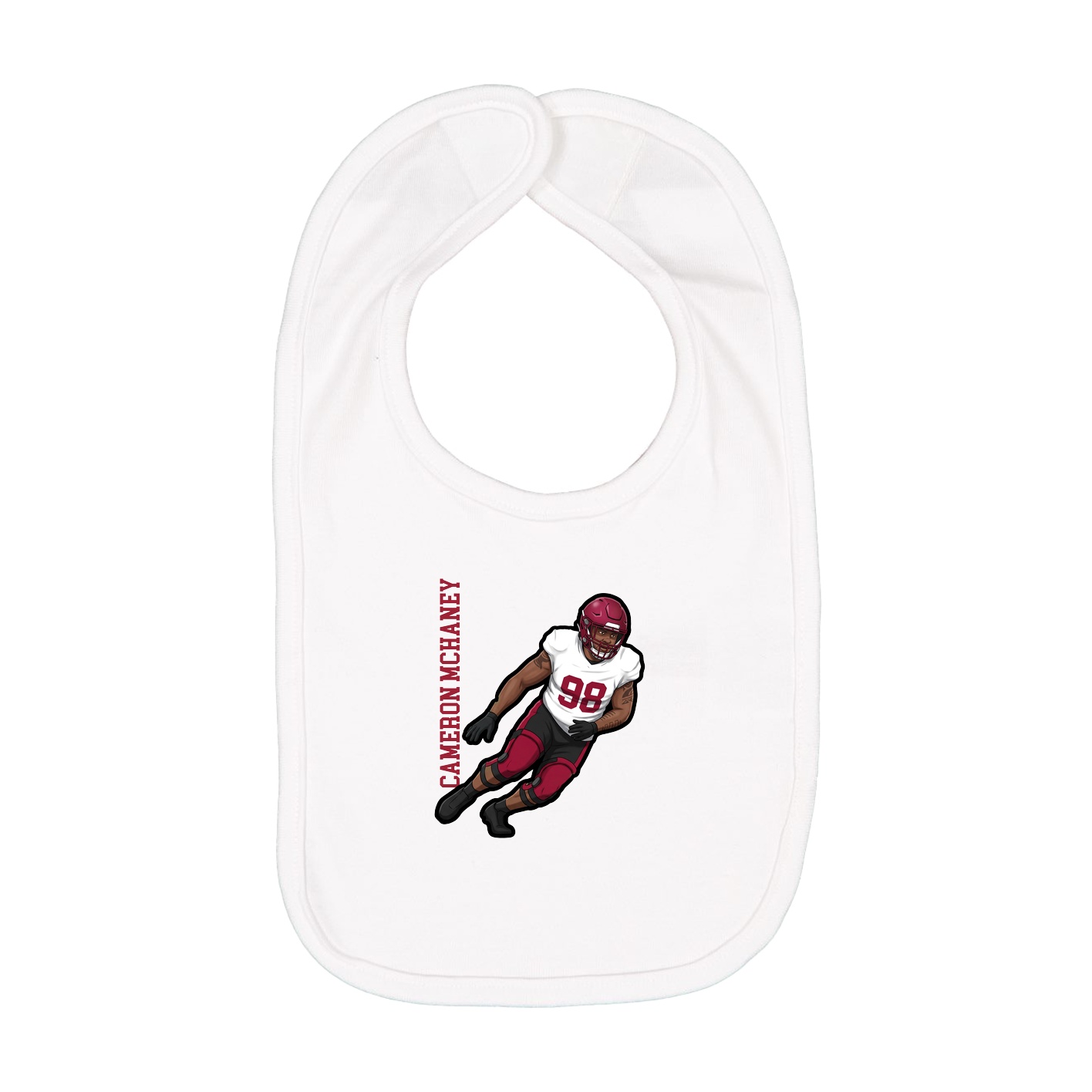 Infant Bib — Name Vertical in White