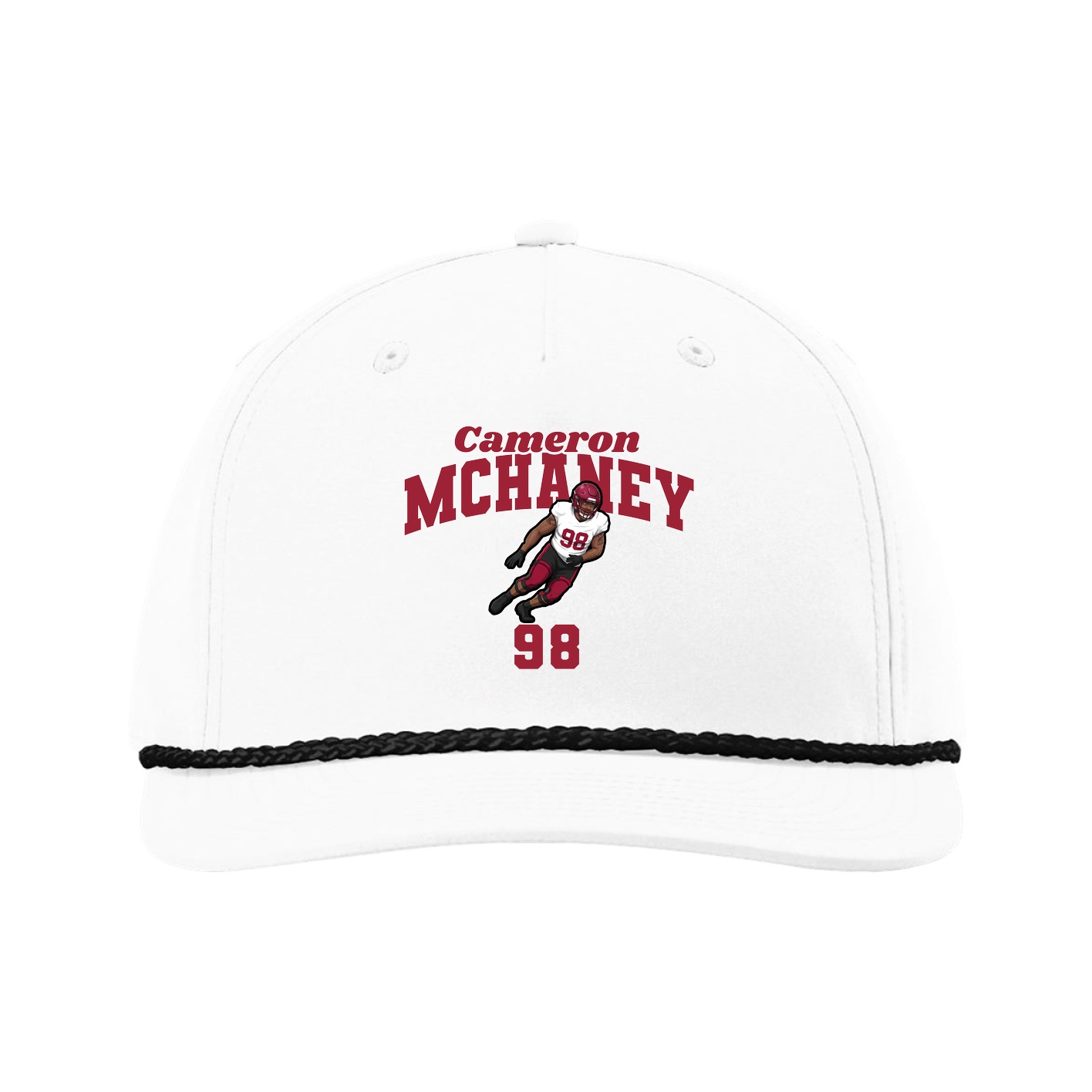 Five-Panel Classic Rope Cap — Signature Arch in White